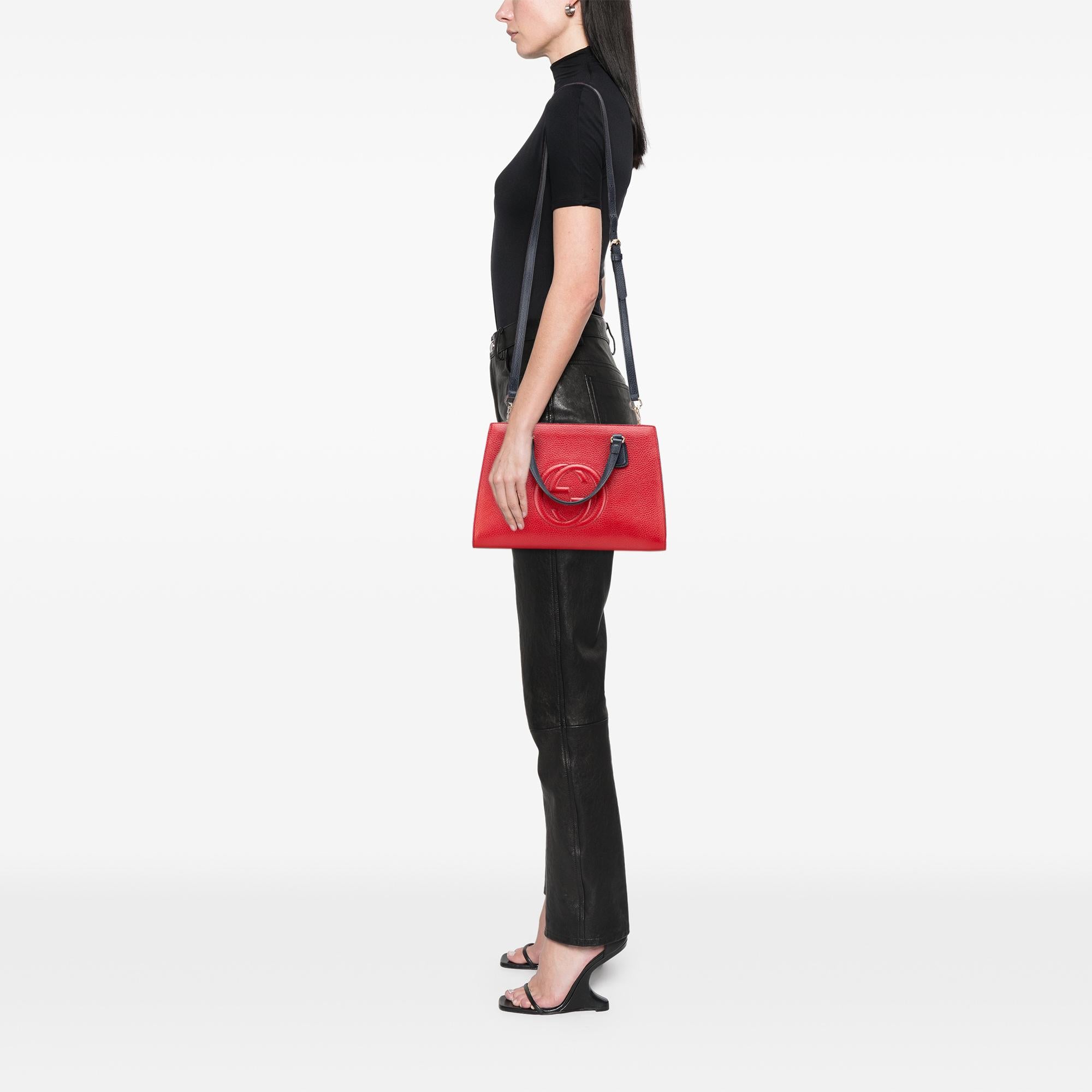 Gucci Medium Tricolor Pebbled Calfskin Soho Convertible Top Handle Bag
