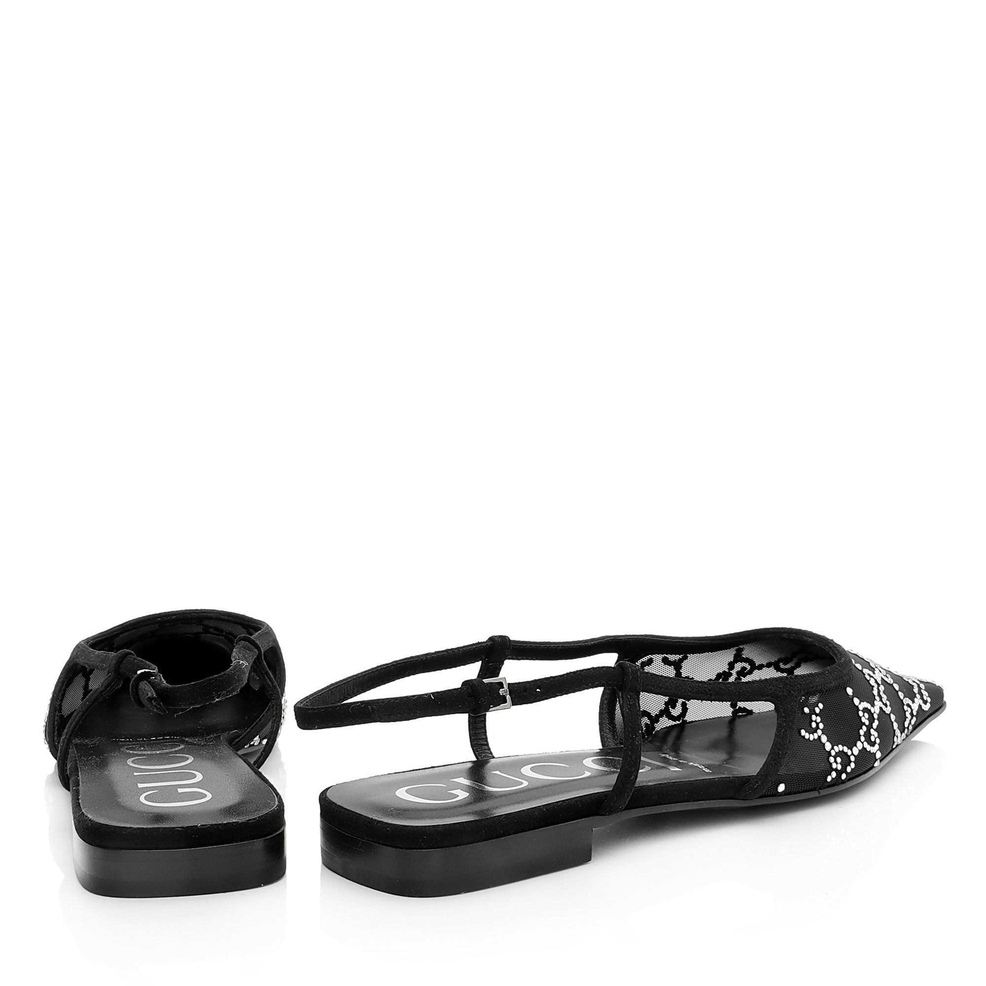 Gucci Mesh Crystal GG Slingback Ballet Flats - Size 9.5 / 39.5