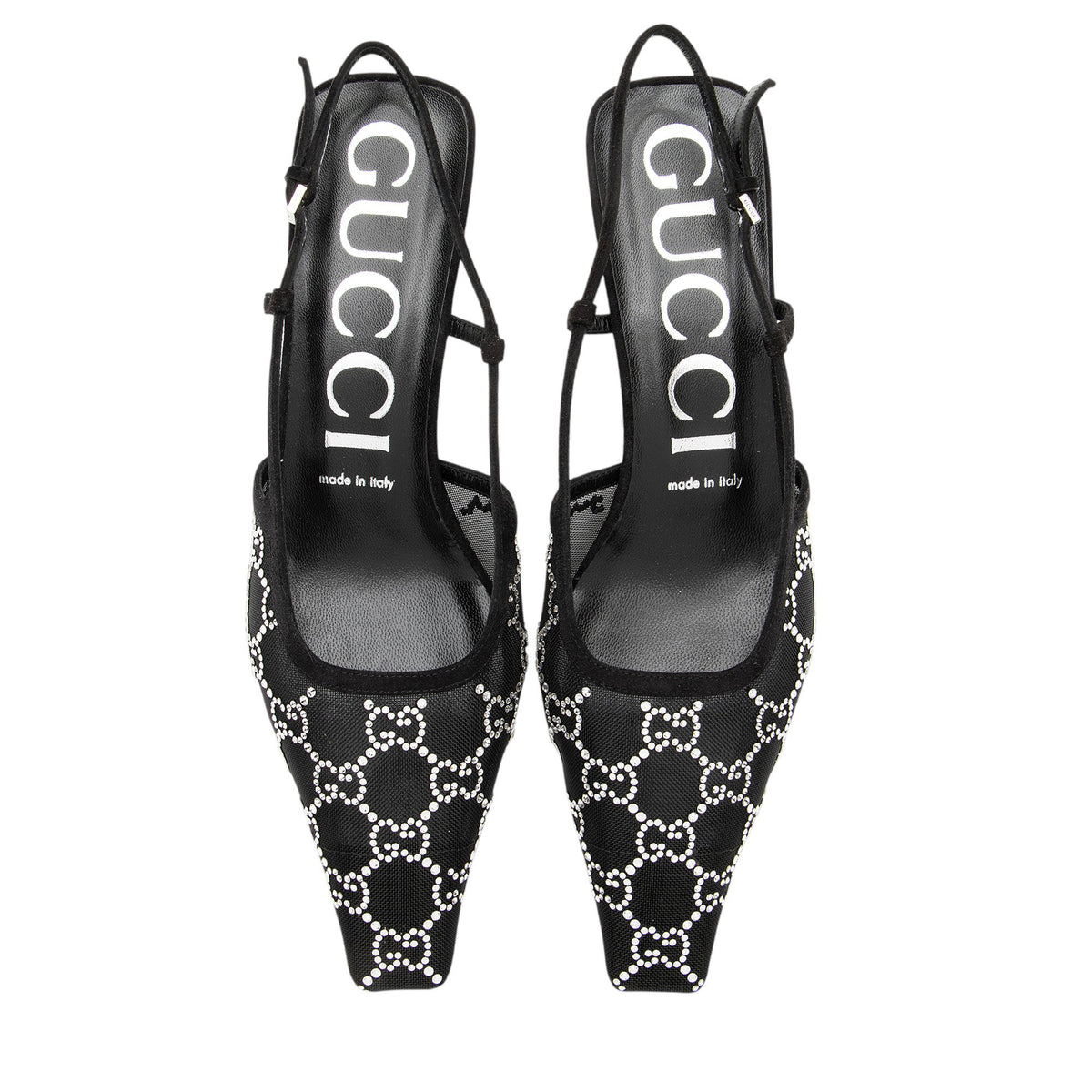 Gucci Mesh Crystal GG Slingback Pumps - Size 8.5 / 38.5