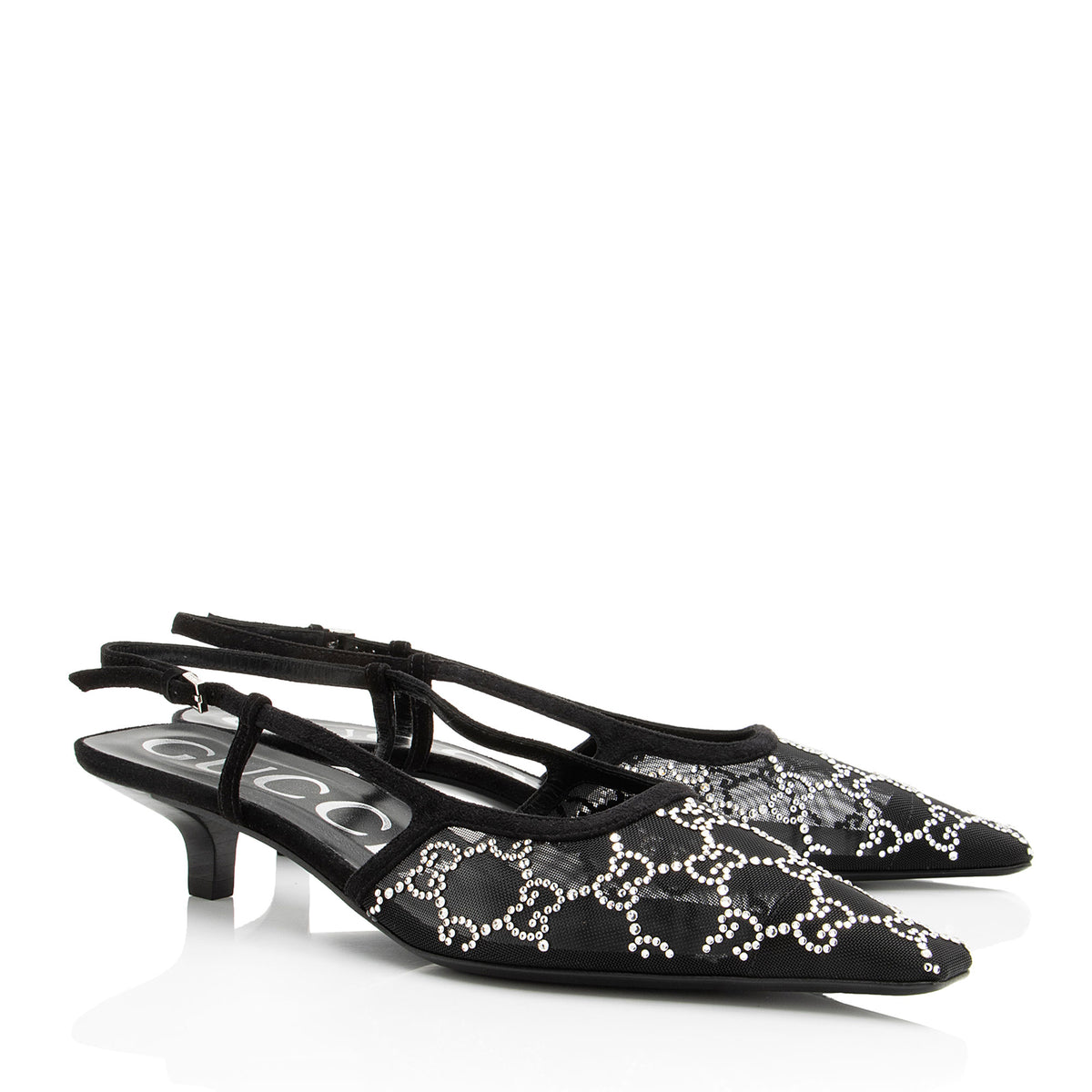 Gucci Mesh Crystal GG Slingback Pumps - Size 8.5 / 38.5