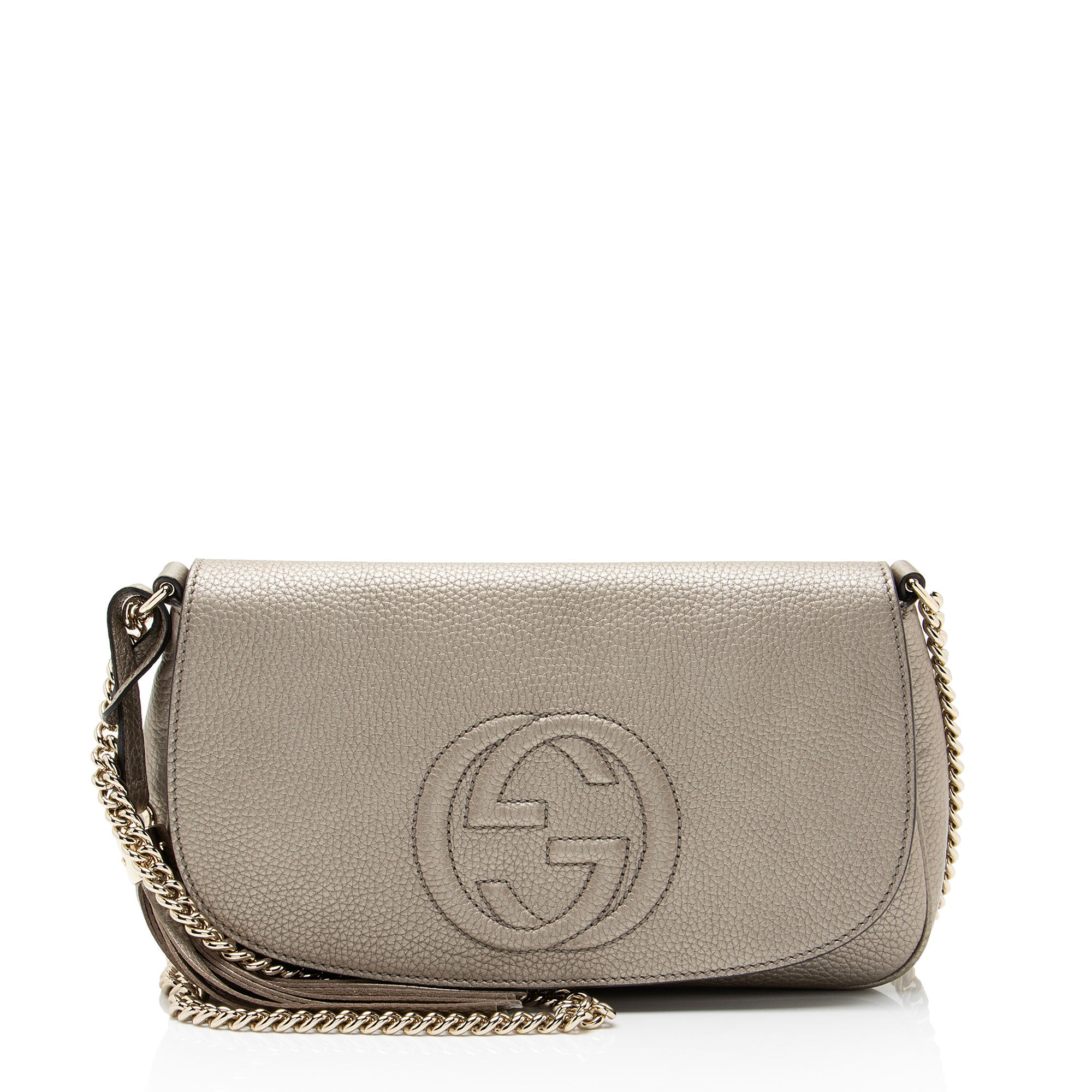 Gucci Metallic Leather Soho Medium Flap Bag