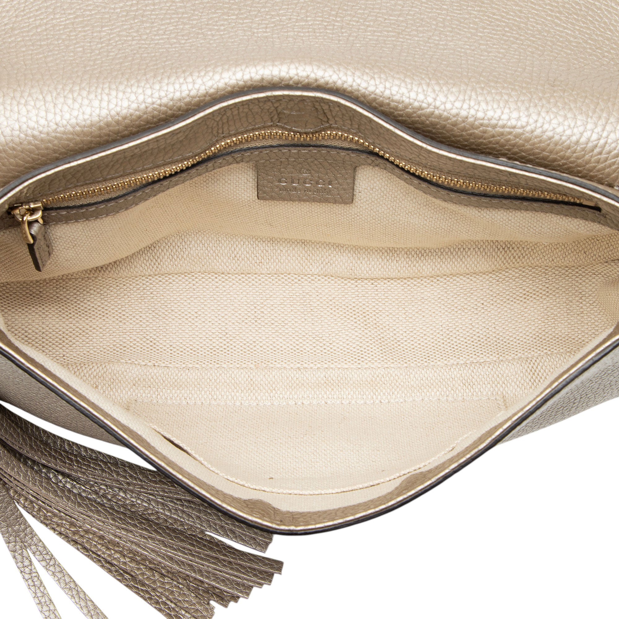 Gucci Metallic Leather Soho Medium Flap Bag