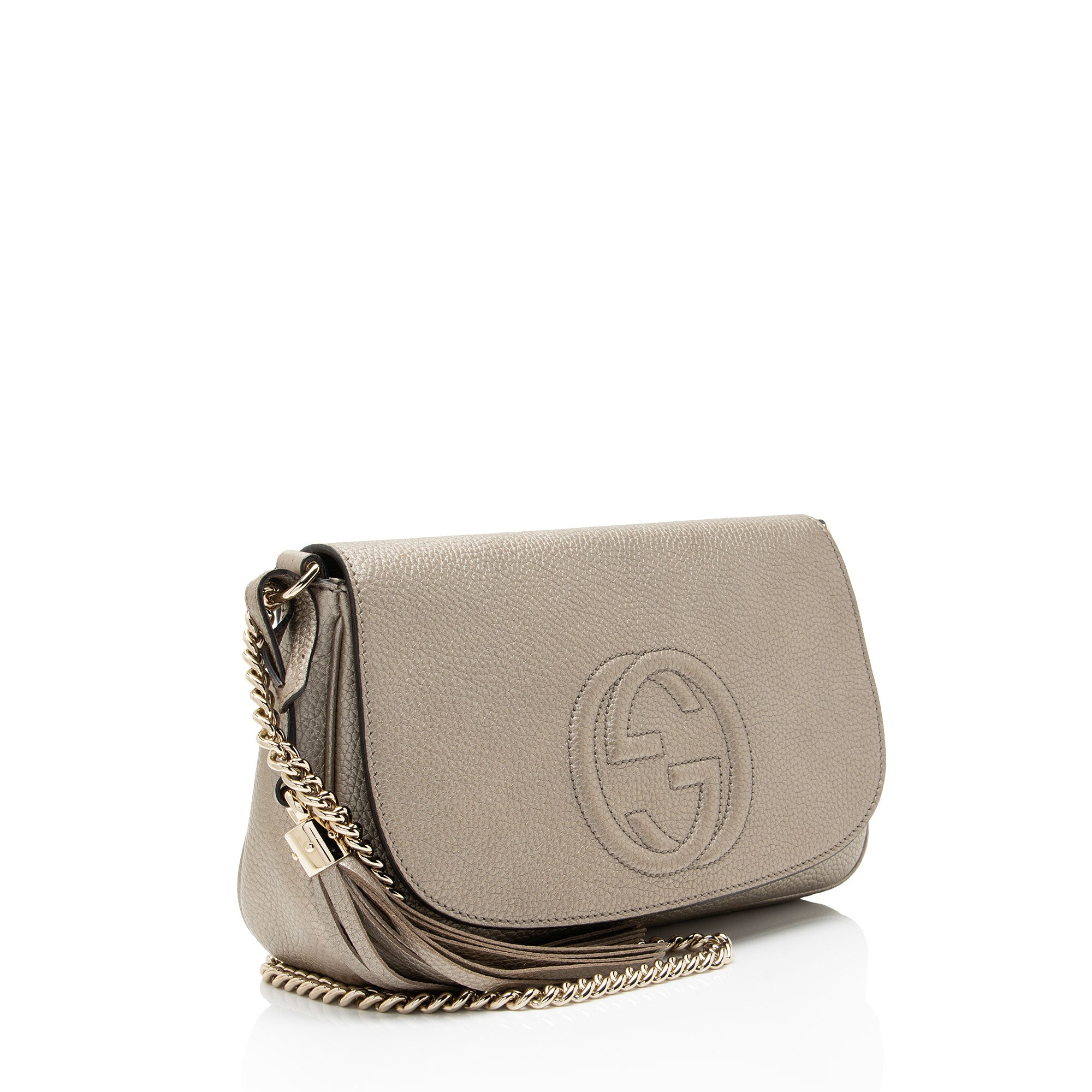 Gucci Metallic Leather Soho Medium Flap Bag