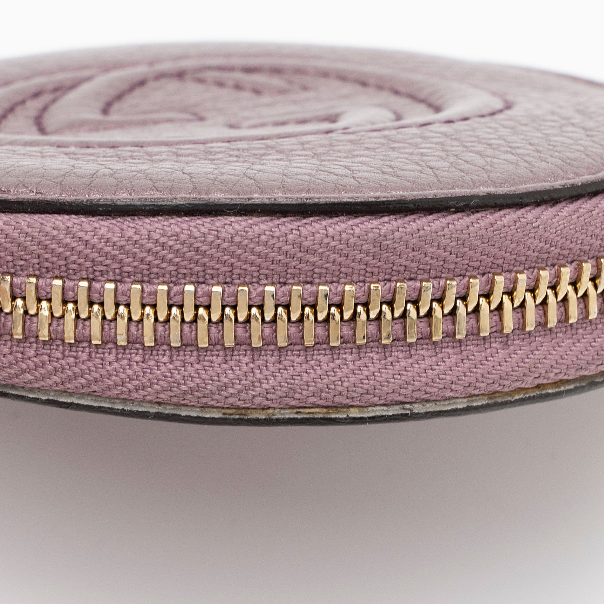 Gucci Metallic Leather Soho Round Coin Purse (SHF-jTusV4)