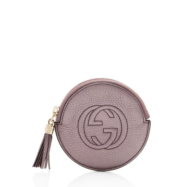Gucci Metallic Leather Soho Round Coin Purse (SHF-jTusV4)