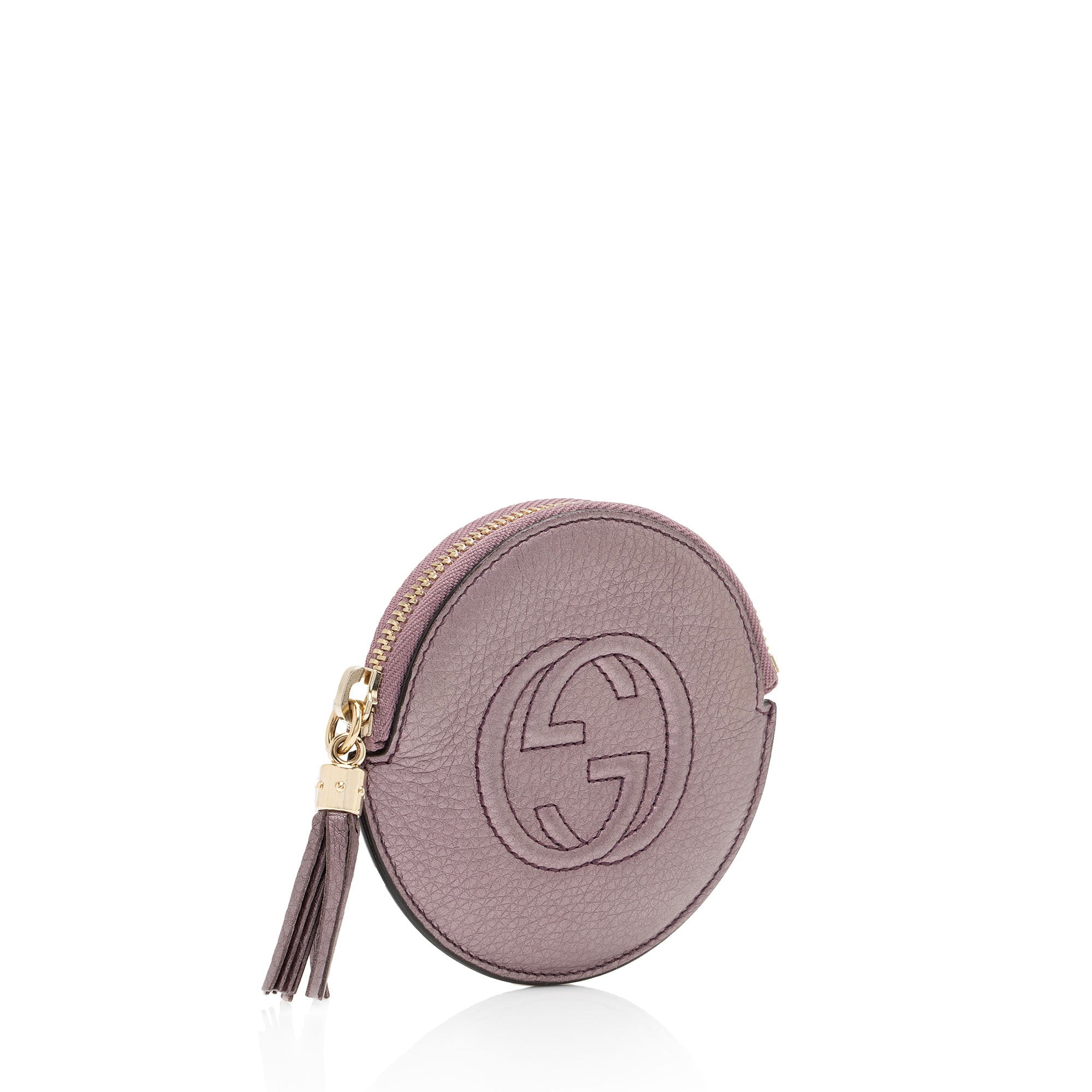 Gucci Metallic Leather Soho Round Coin Purse (SHF-jTusV4)