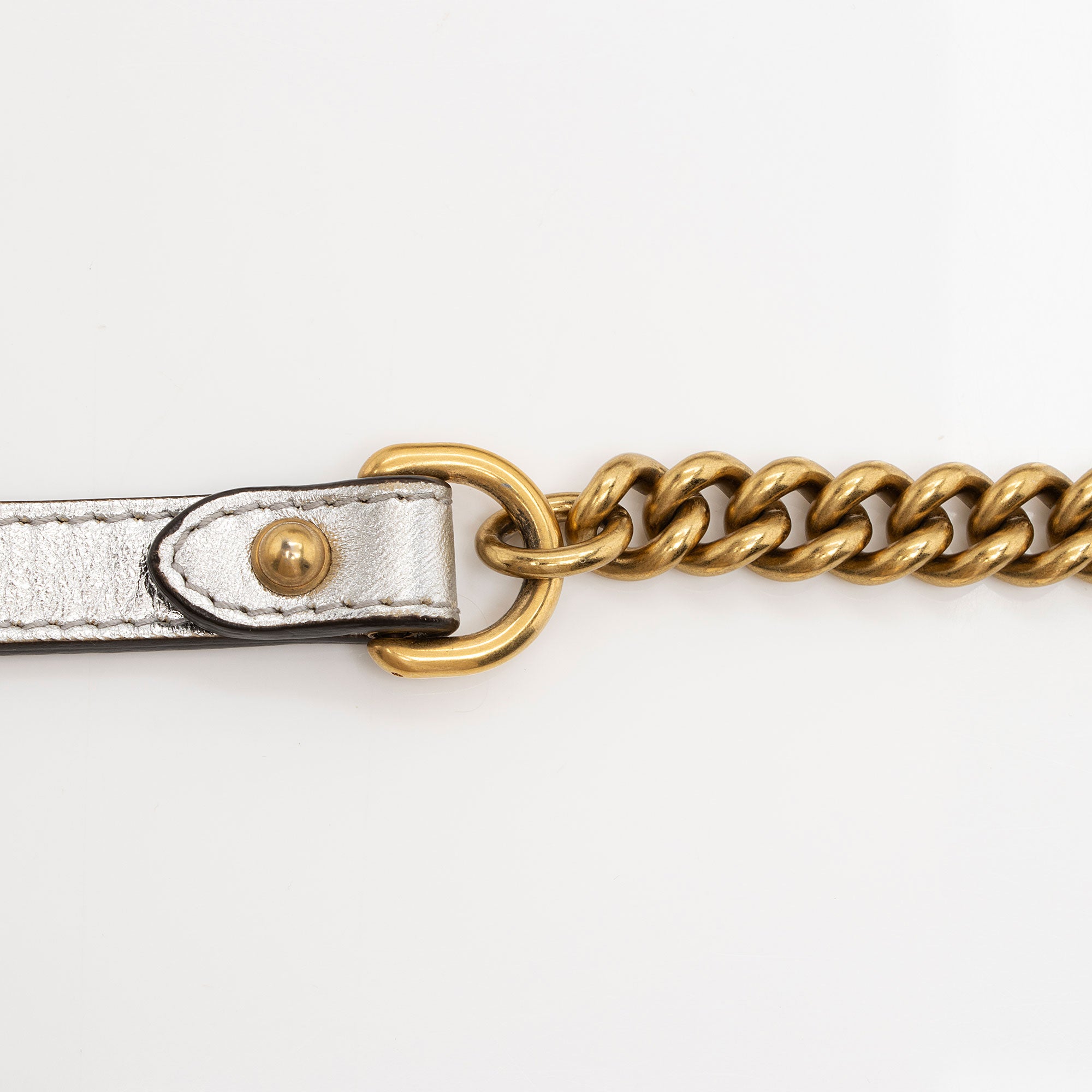 Gucci Metallic Matelasse Leather Pearl GG Marmont Mini Flap Bag (SHF-PMv358)