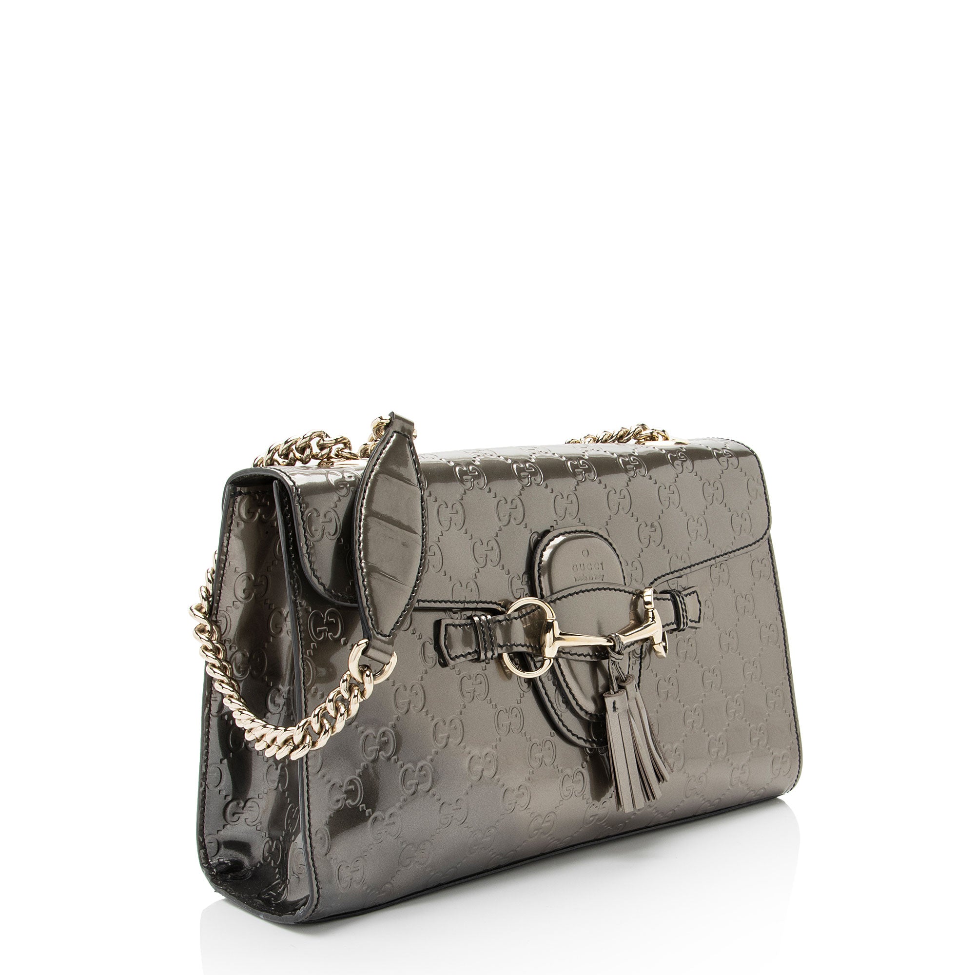 Gucci Metallic Patent Guccissima Leather Emily Medium Shoulder Bag