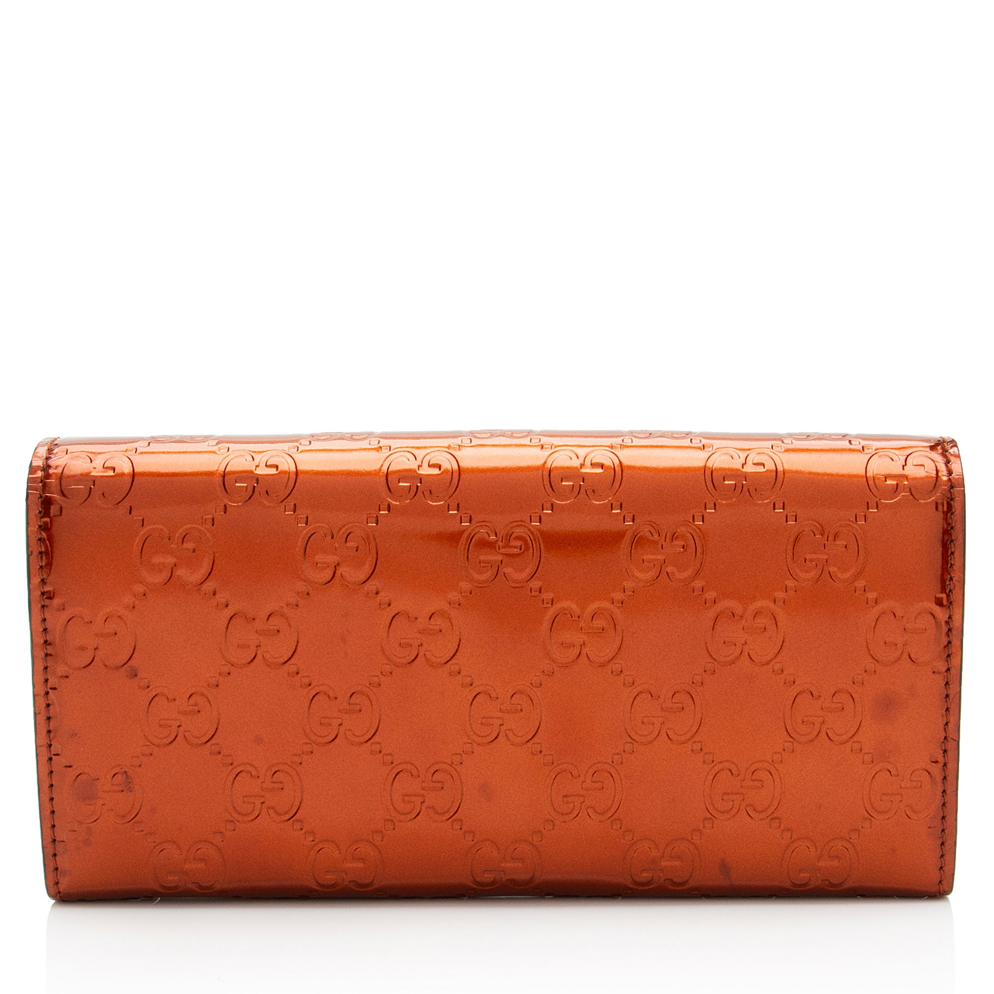 Gucci Metallic Patent Guccissima Leather Heart Logo Wallet (SHF-jwQhWg)