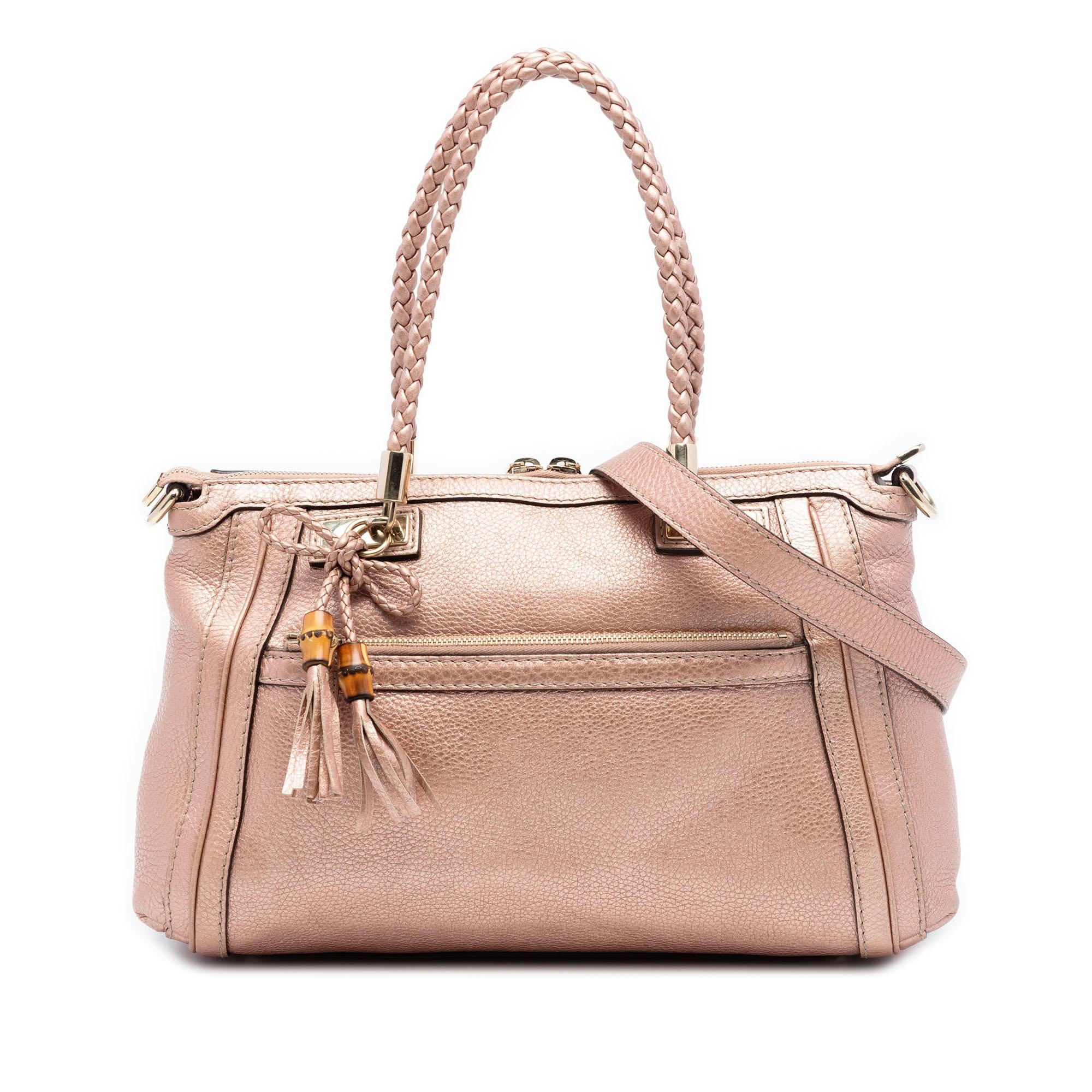 Gucci Metallic Pebbled Calfskin Bella Satchel