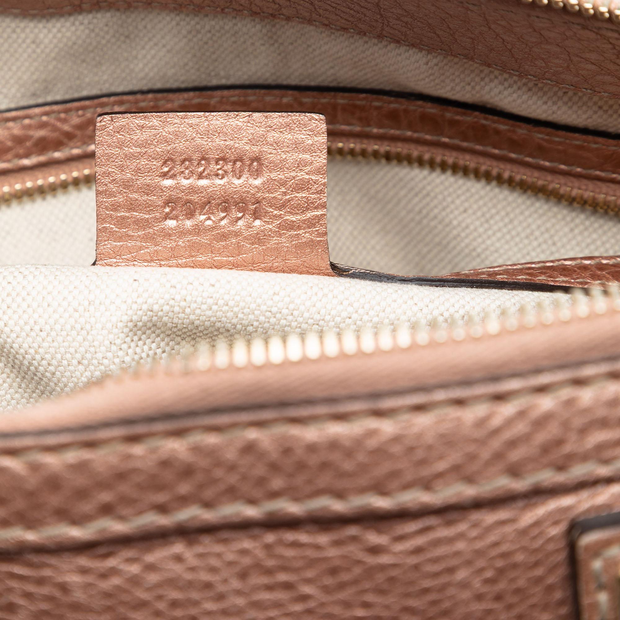 Gucci Metallic Pebbled Calfskin Bella Satchel