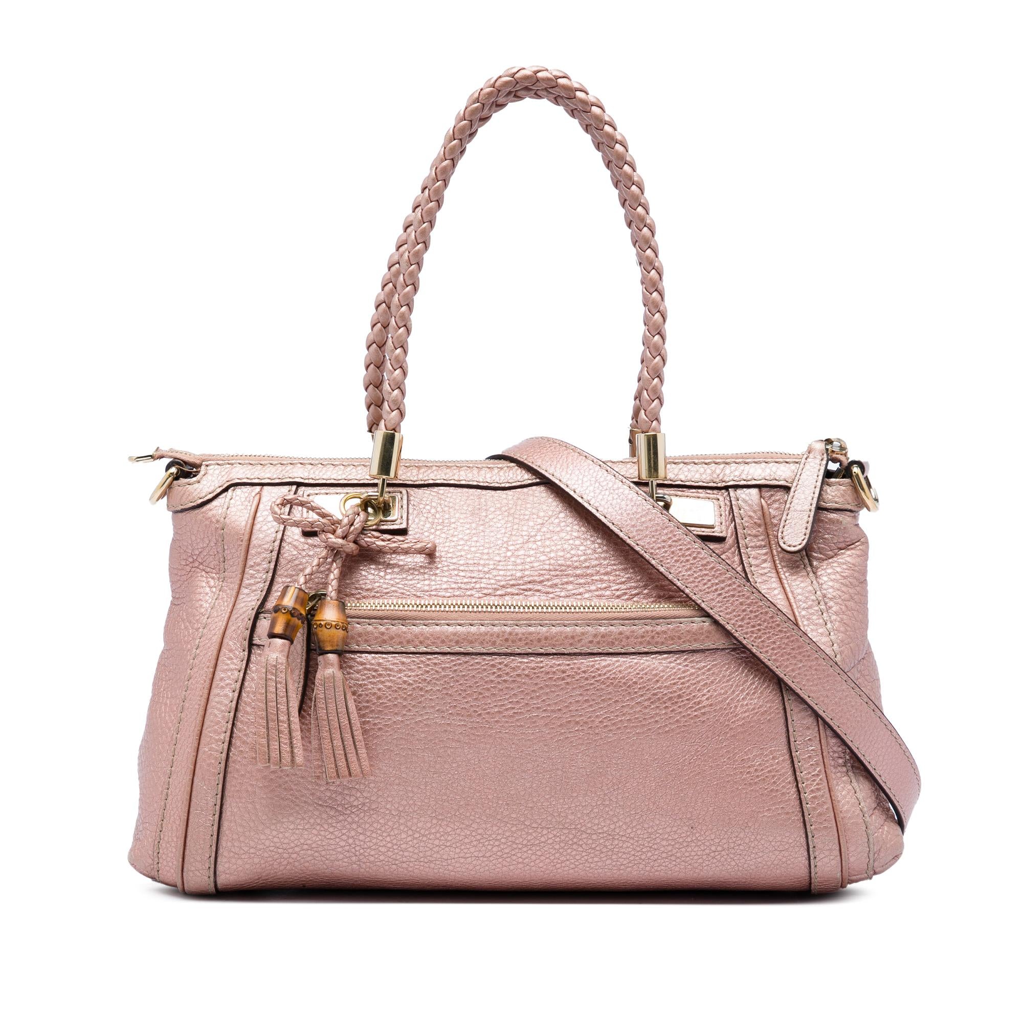 Gucci Metallic Pebbled Calfskin Bella Satchel