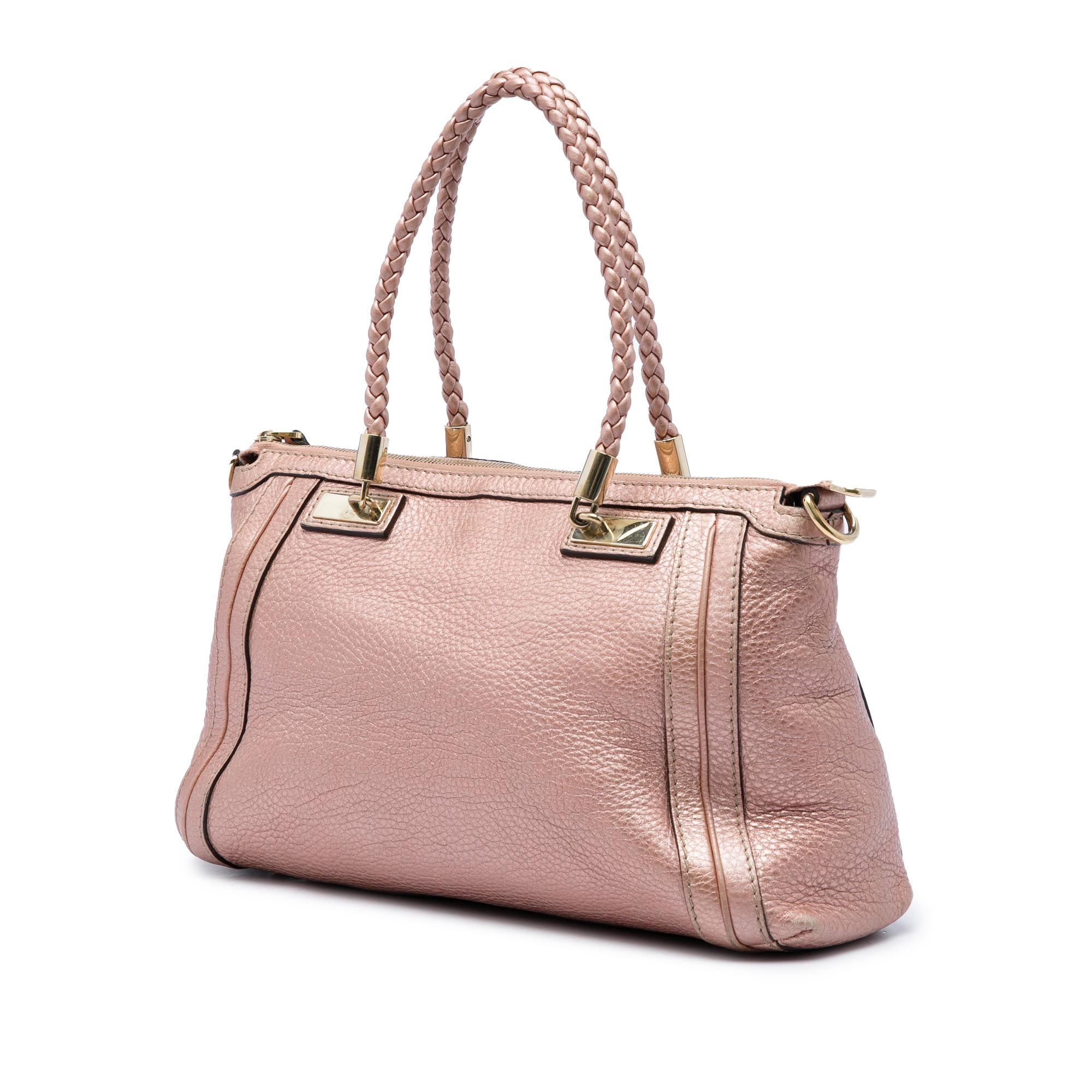 Gucci Metallic Pebbled Calfskin Bella Satchel