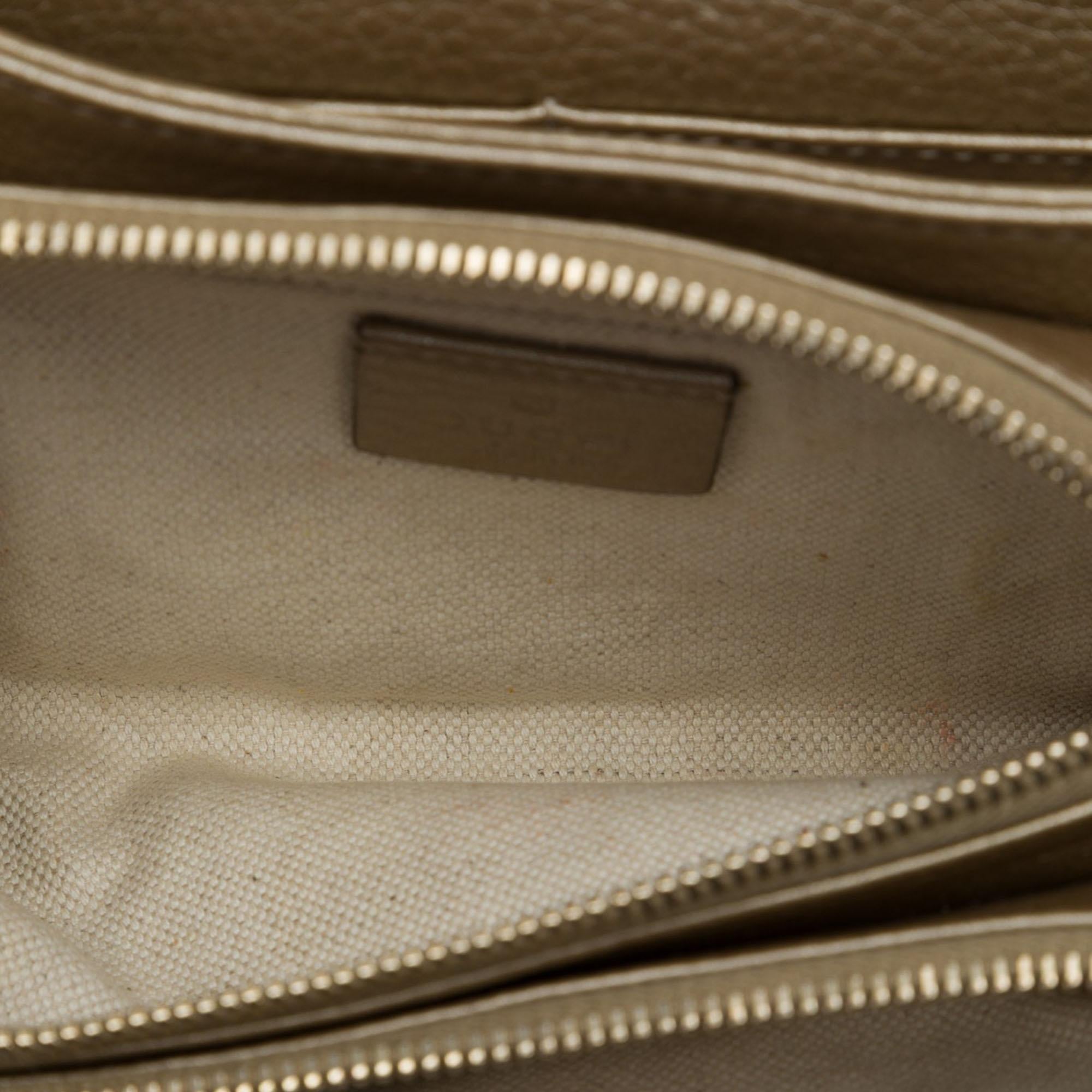 Gucci Metallic Pebbled Calfskin Piston Broadway Evening Bag