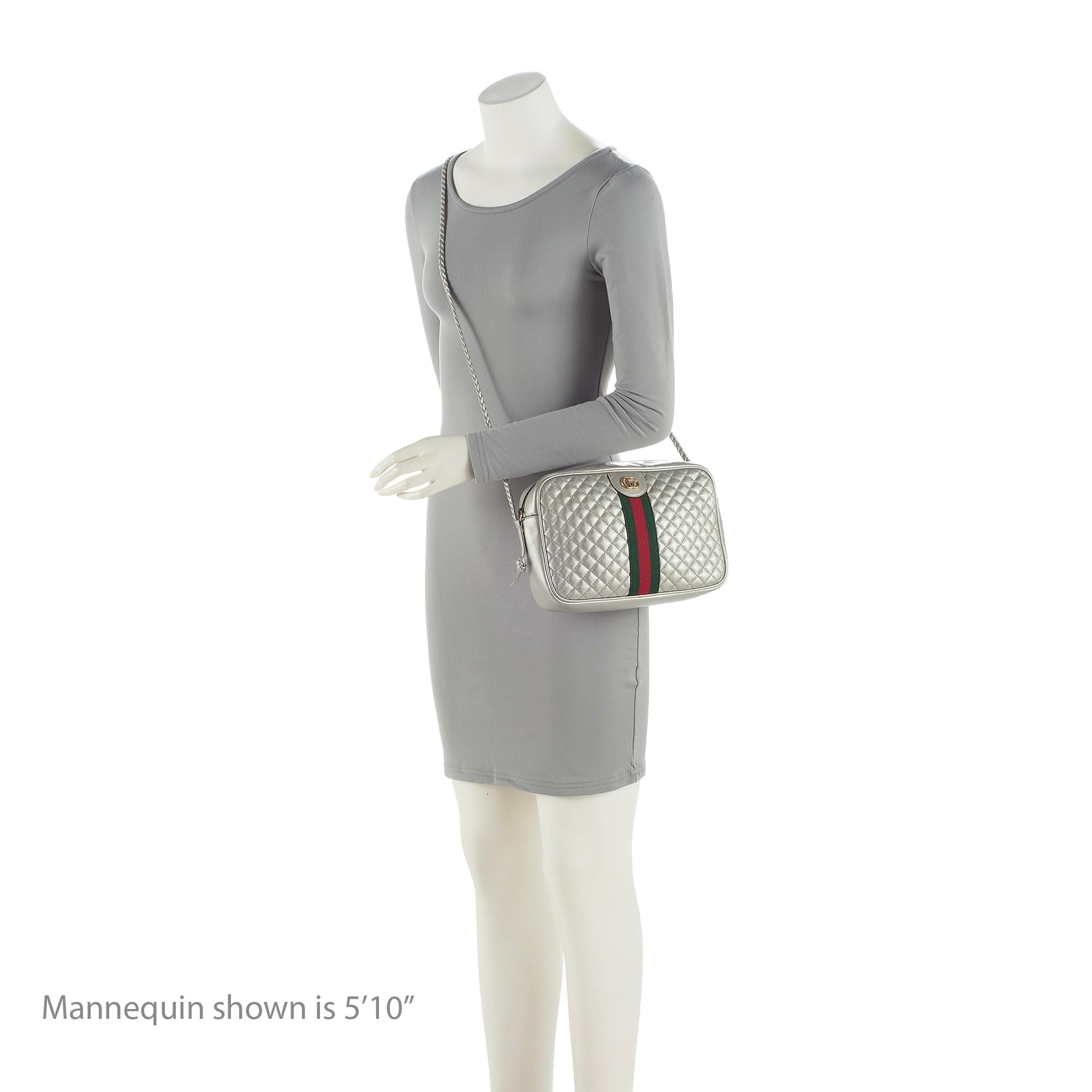 Gucci Metallic Quilted Leather Web Trapuntata Small Shoulder Bag