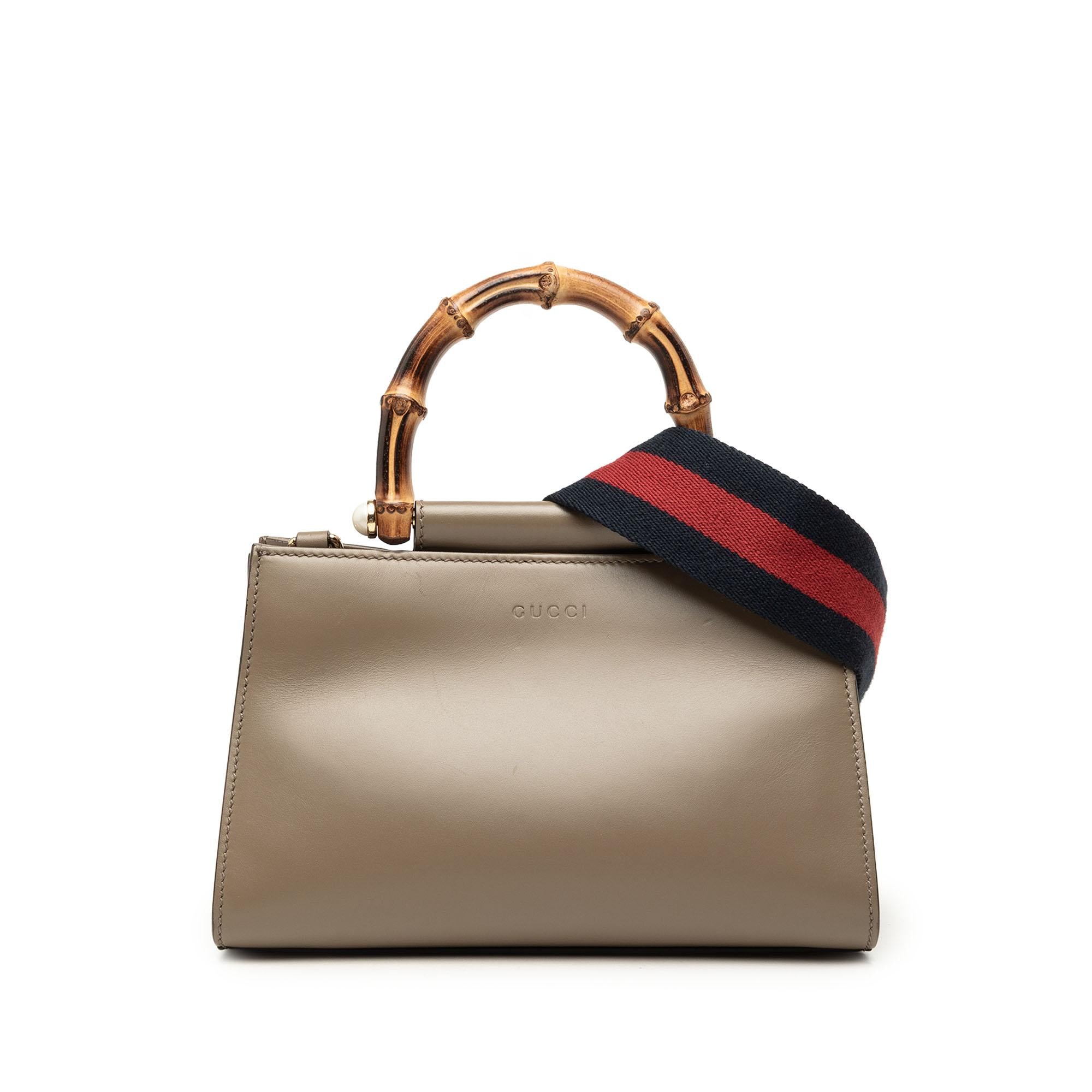 Gucci Mini Calfskin Web Bamboo Nymphaea Satchel
