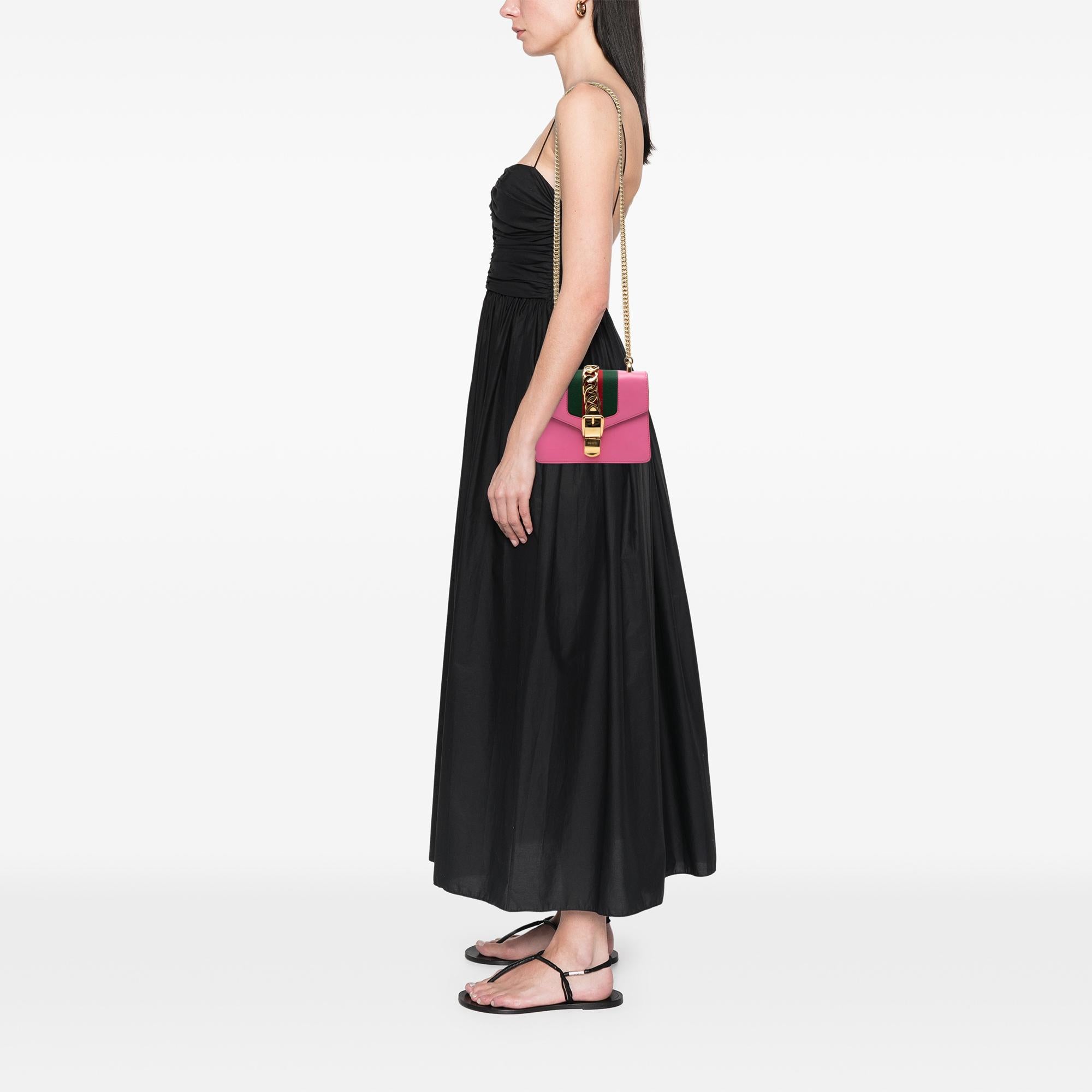 Gucci Mini Calfskin Web Sylvie Chain Crossbody