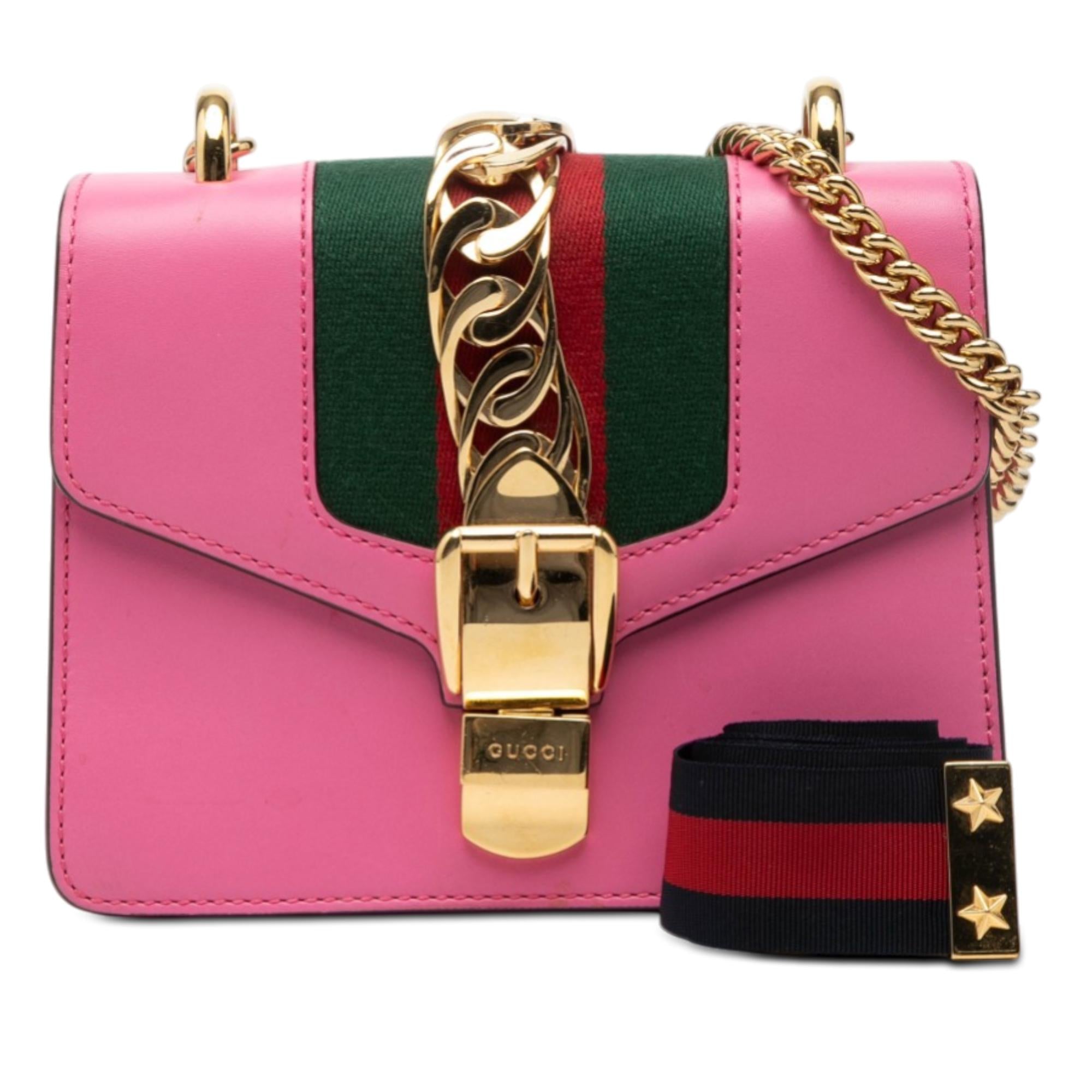 Gucci Mini Calfskin Web Sylvie Chain Crossbody