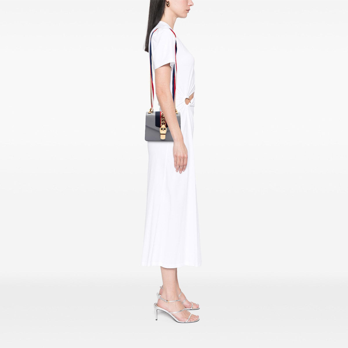 Gucci Mini Calfskin Web Sylvie Chain Satchel