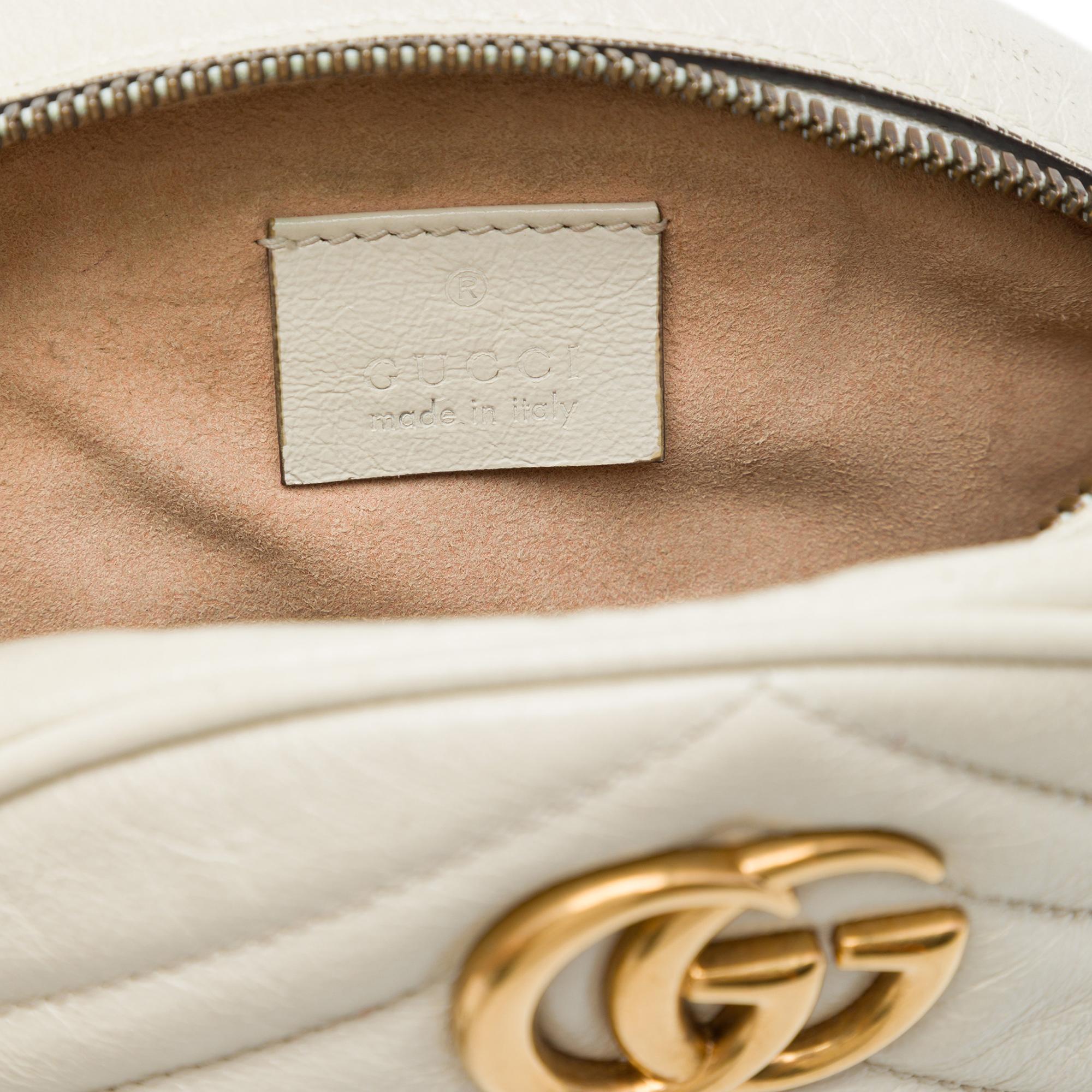 Gucci Mini GG Marmont Matelasse Calfskin Round Crossbody