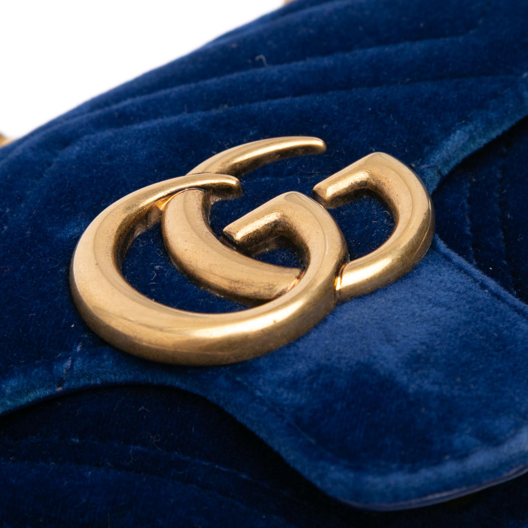 Gucci Mini GG Marmont Velvet Matelasse Flap Crossbody