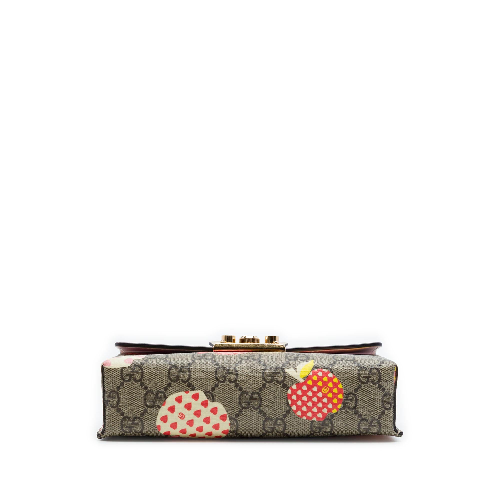 Gucci Mini GG Supreme Monogram Les Pommes Padlock Satchel