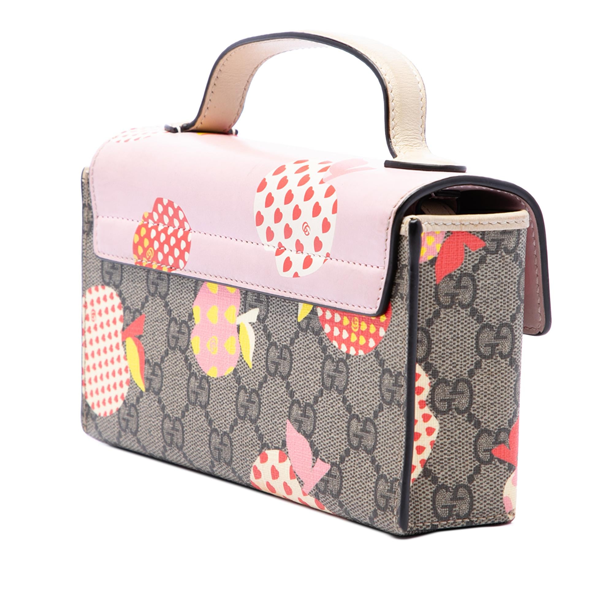 Gucci Mini GG Supreme Monogram Les Pommes Padlock Satchel