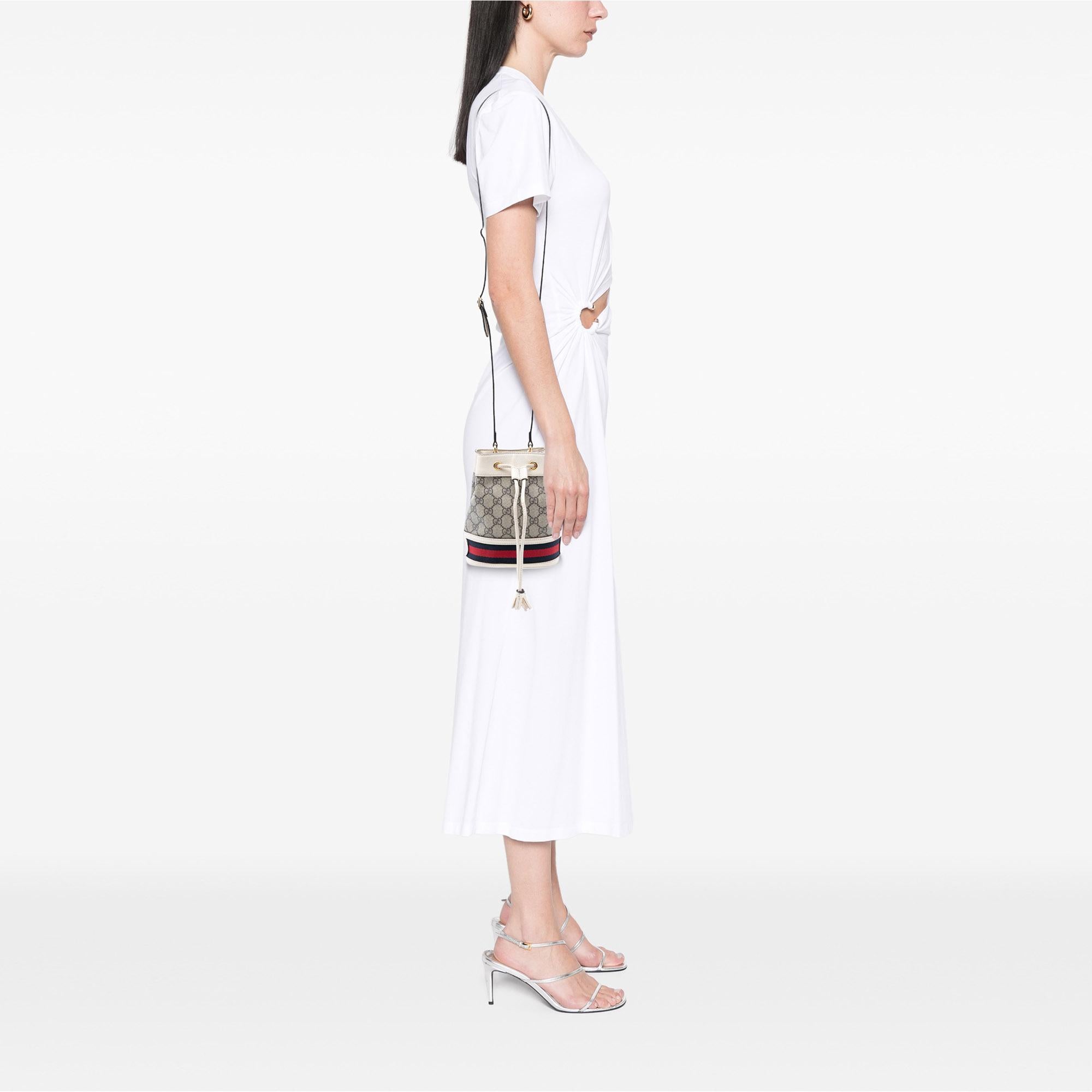 Gucci Mini GG Supreme Web Ophidia Bucket Bag