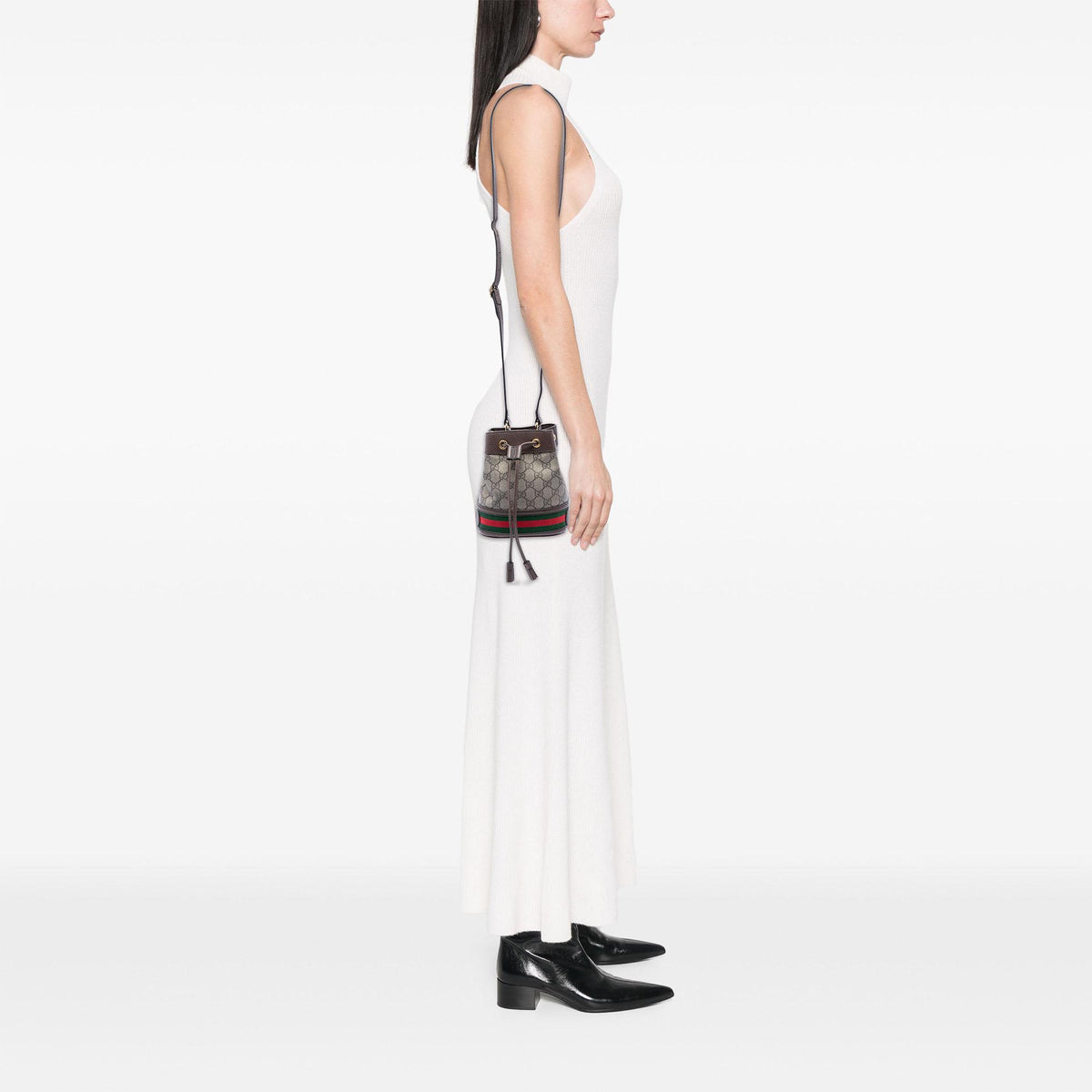 Gucci Mini GG Supreme Web Ophidia Bucket Bag