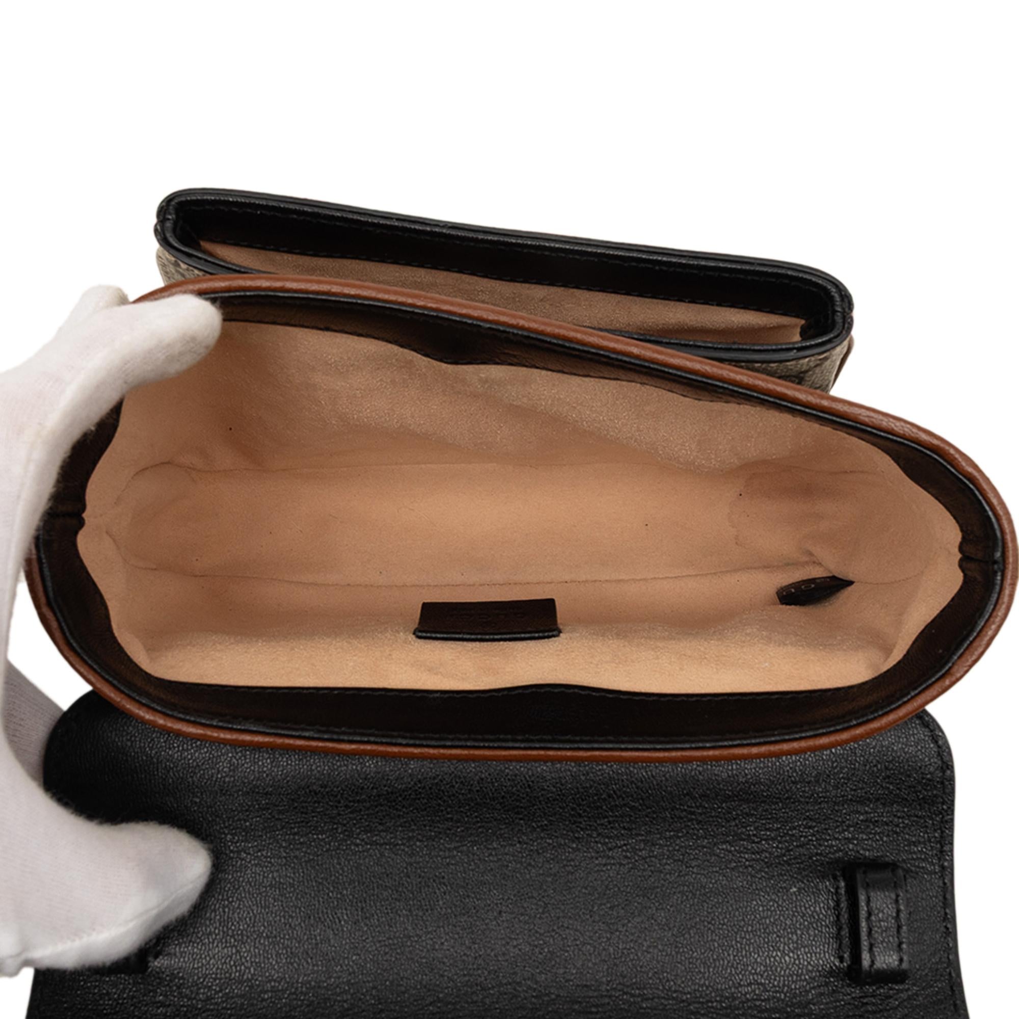 Gucci Mini GG Supreme and Calfskin Padlock Flap Pocket Satchel
