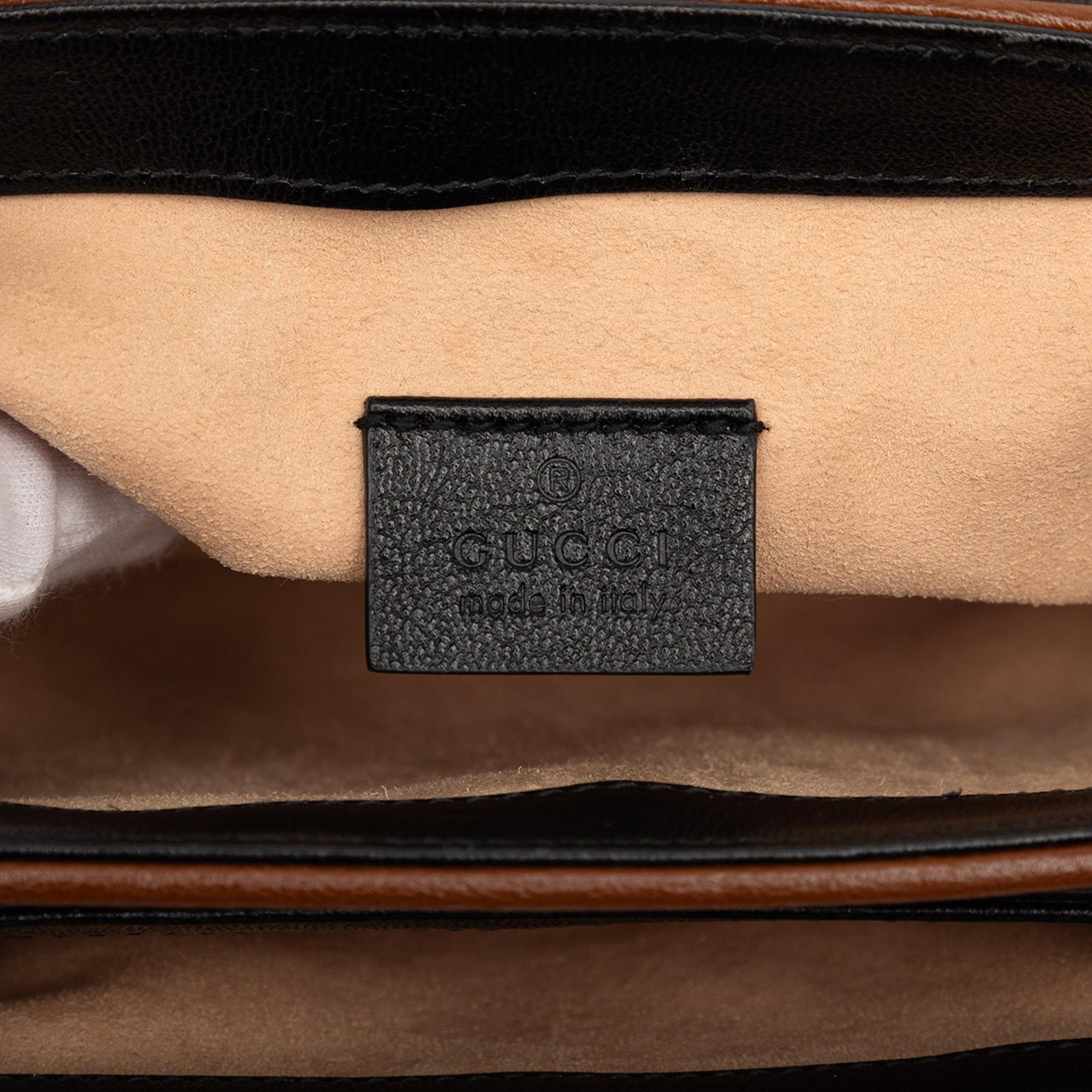 Gucci Mini GG Supreme and Calfskin Padlock Flap Pocket Satchel