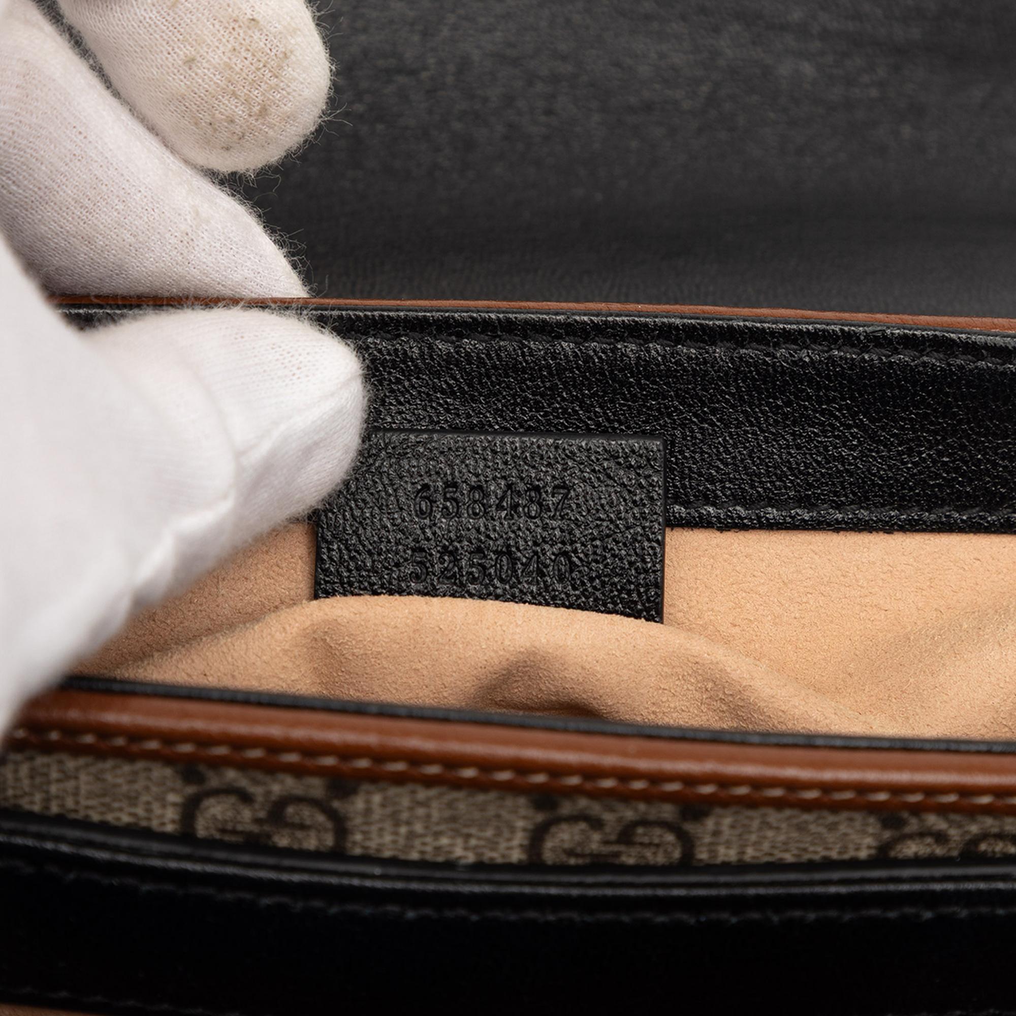 Gucci Mini GG Supreme and Calfskin Padlock Flap Pocket Satchel