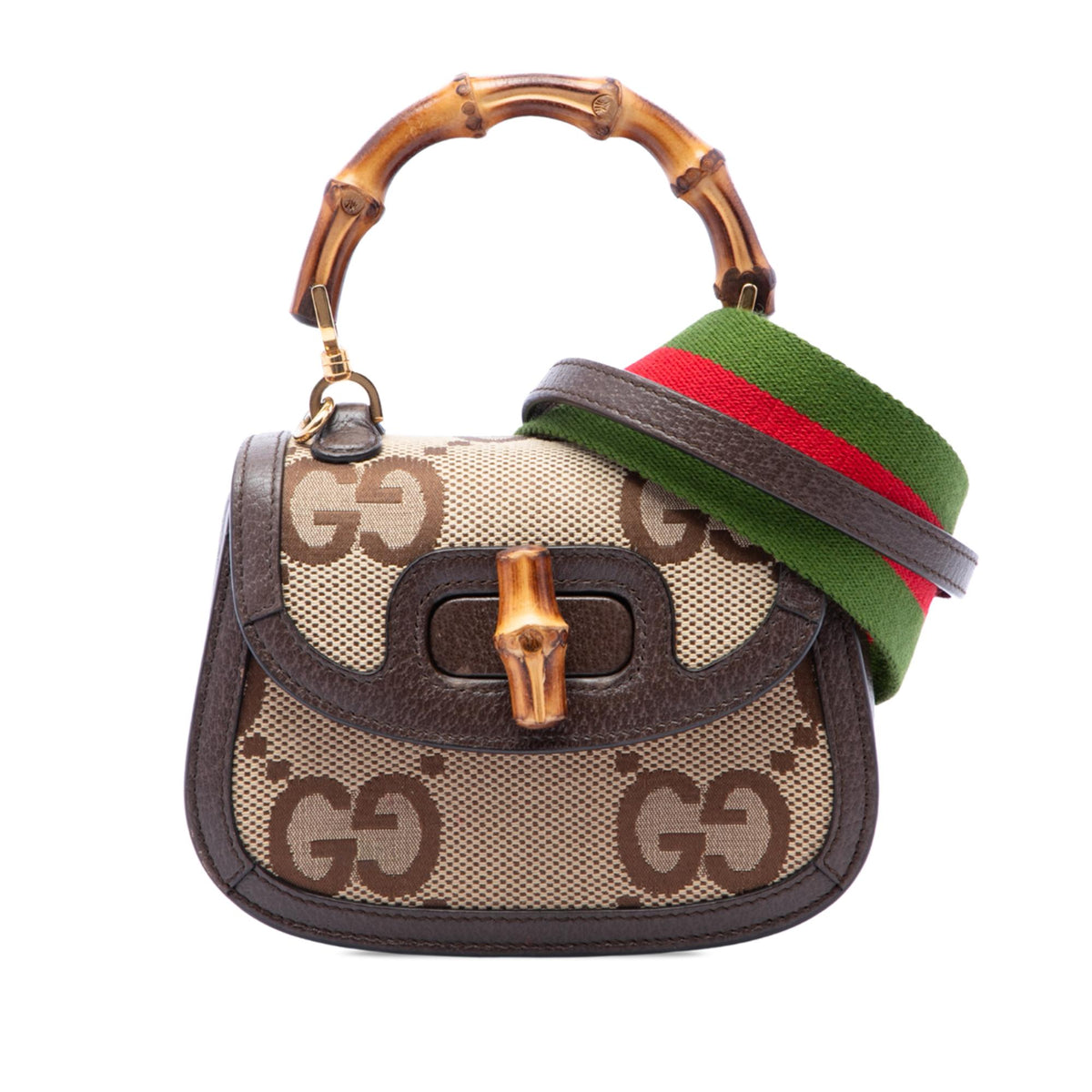 Gucci Mini Jumbo GG Canvas 1947 Bamboo Top Handle Bag