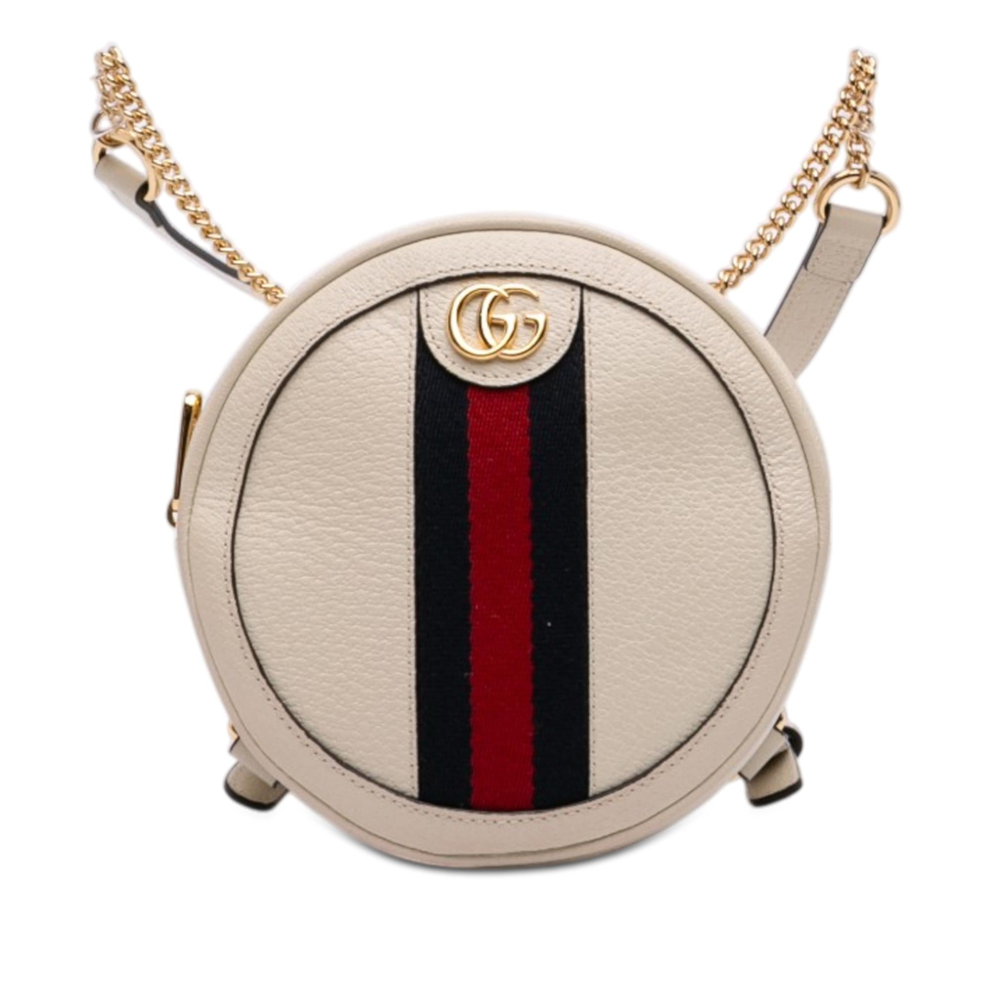 Gucci Mini Leather Round Ophidia Backpack