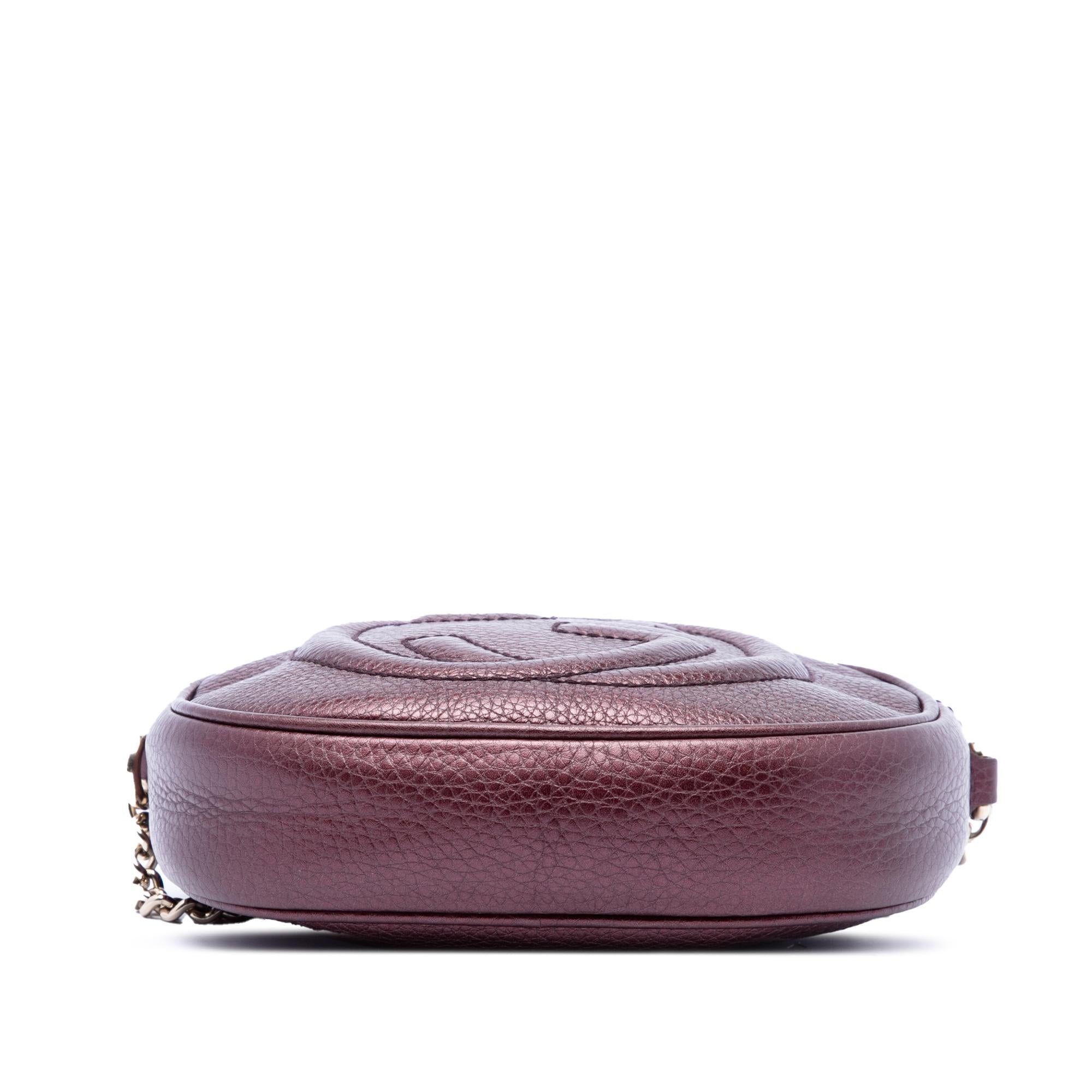 Gucci Mini Metallic Pebbled Calfskin Soho Chain Crossbody