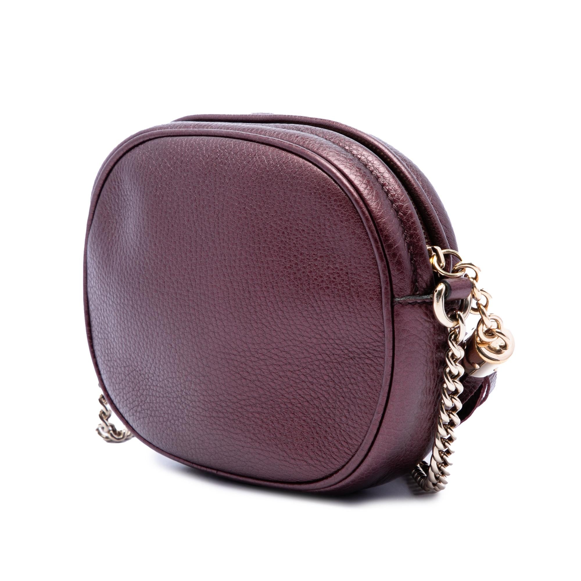 Gucci Mini Metallic Pebbled Calfskin Soho Chain Crossbody