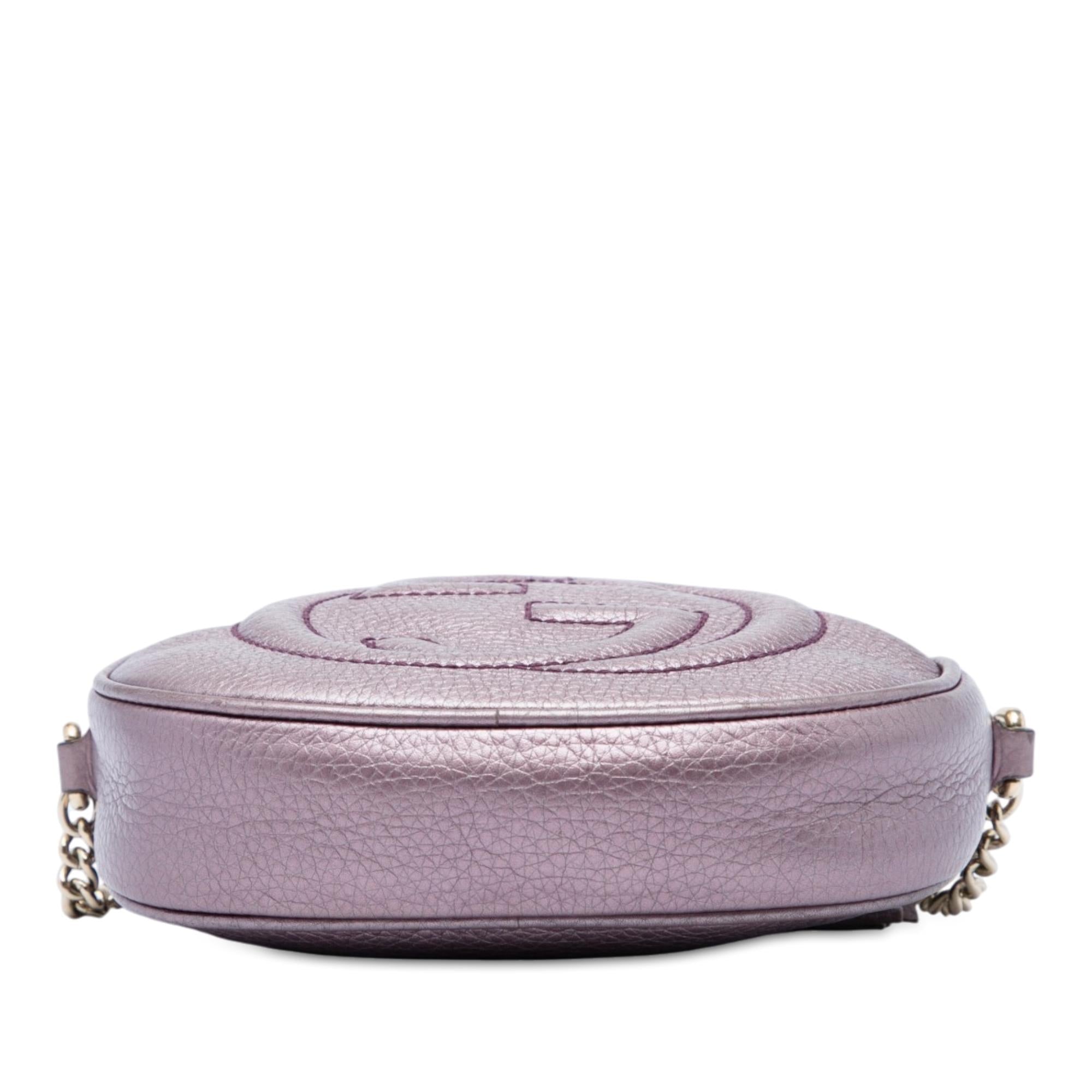 Gucci Mini Metallic Pebbled Calfskin Soho Chain Crossbody