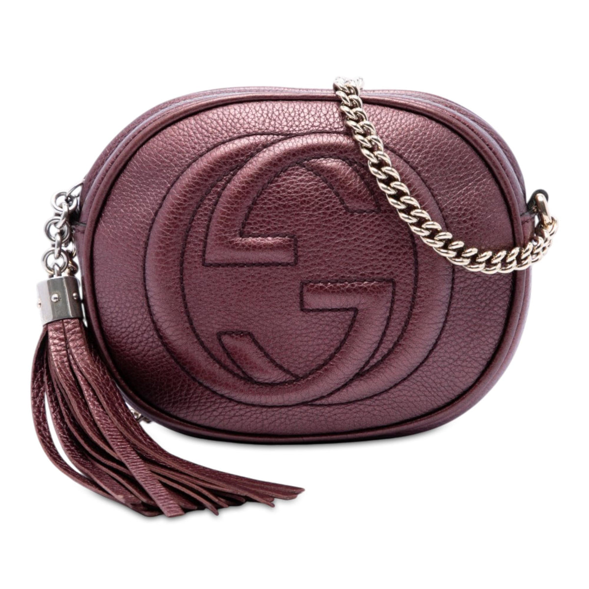 Gucci Mini Metallic Pebbled Calfskin Soho Chain Crossbody
