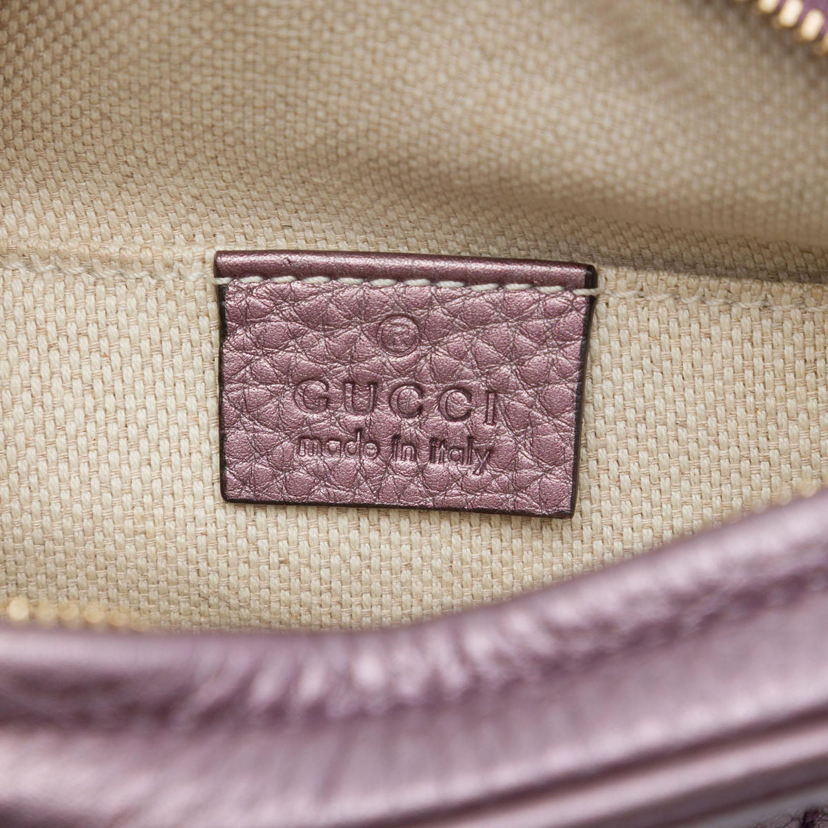 Gucci Mini Metallic Pebbled Calfskin Soho Chain Crossbody
