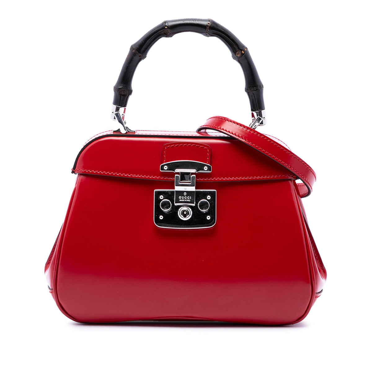 Gucci Mini Polished Calfskin Bamboo Lady Lock Top Handle Bag