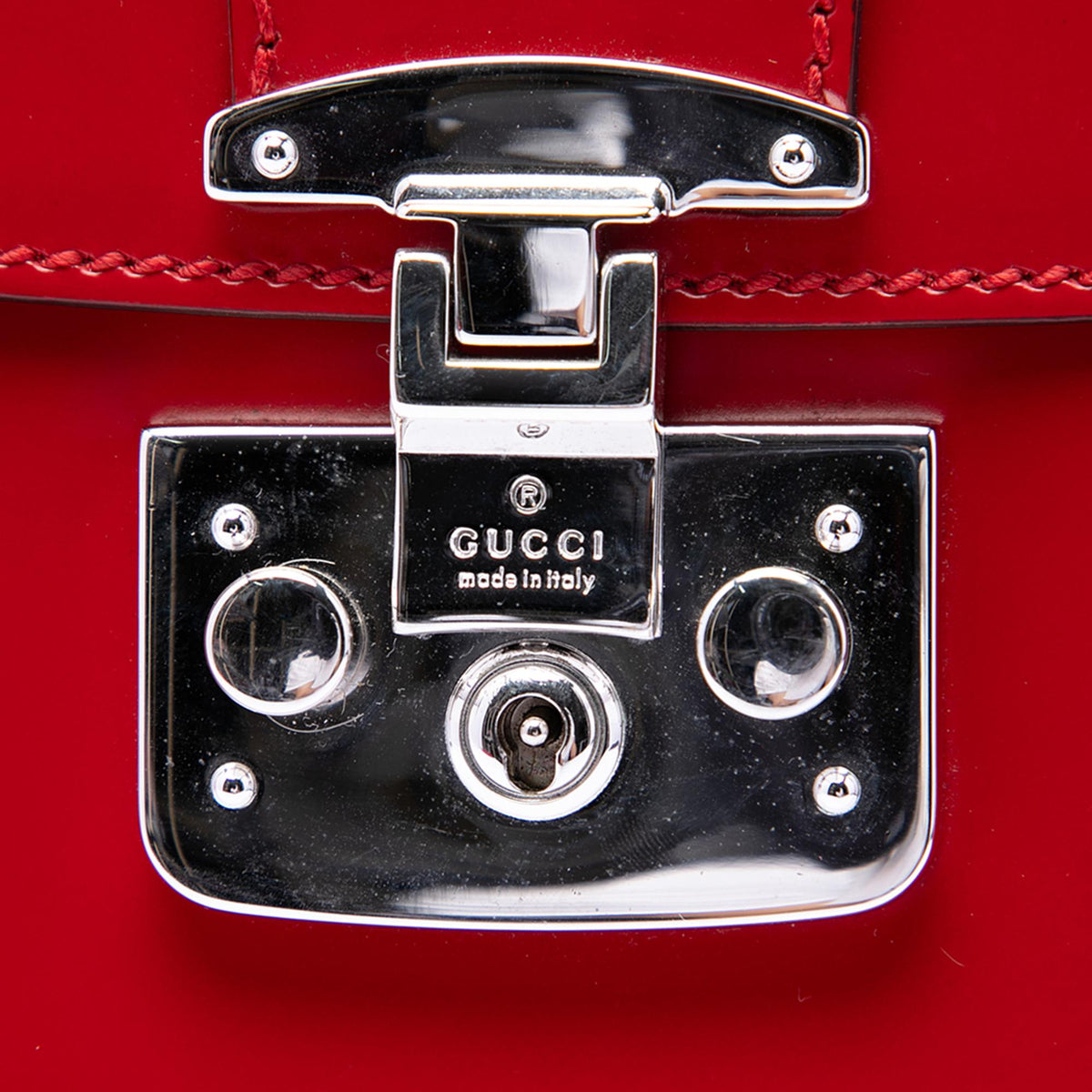 Gucci Mini Polished Calfskin Bamboo Lady Lock Top Handle Bag