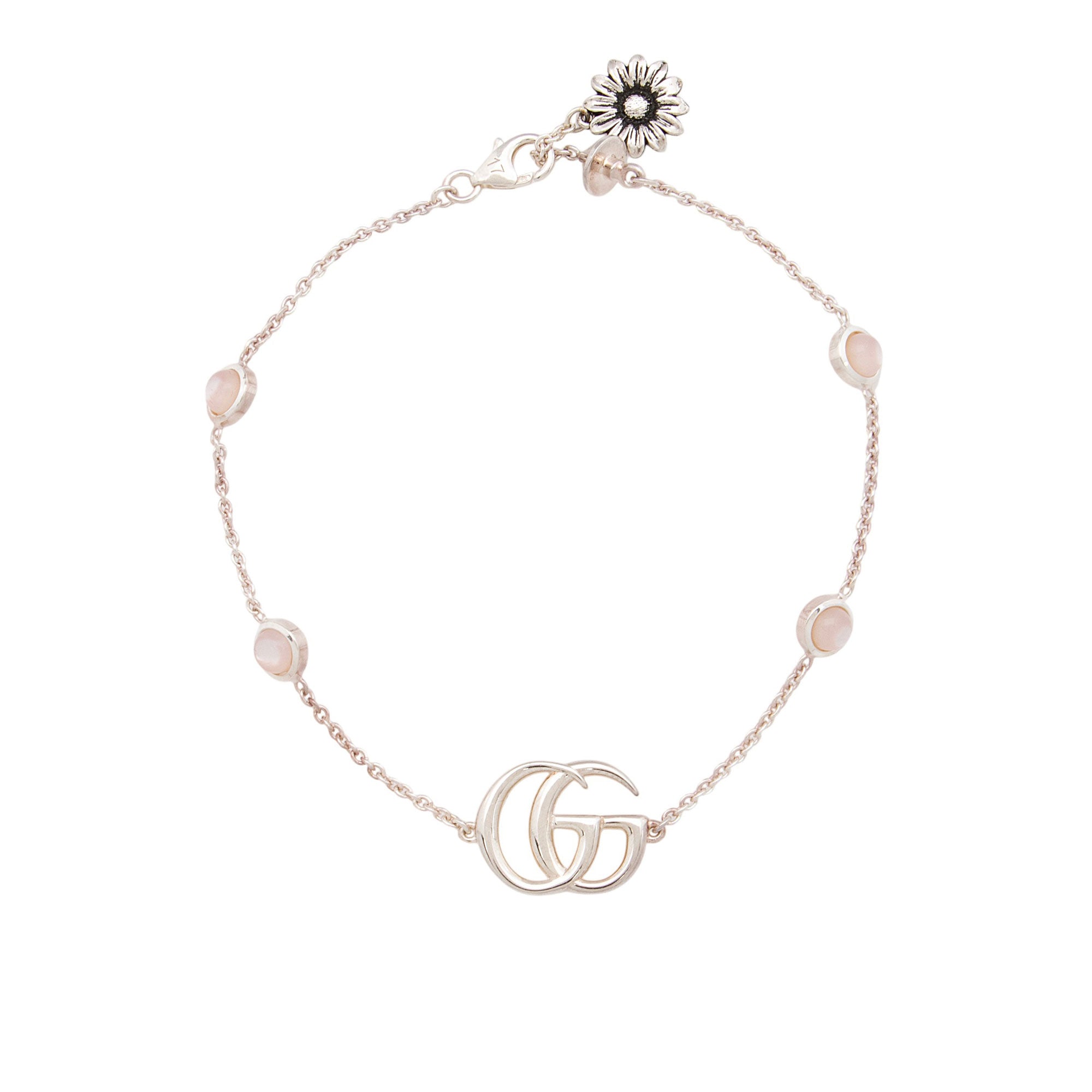 Gucci Mother of Pearl Sterling Silver GG Marmont Bracelet