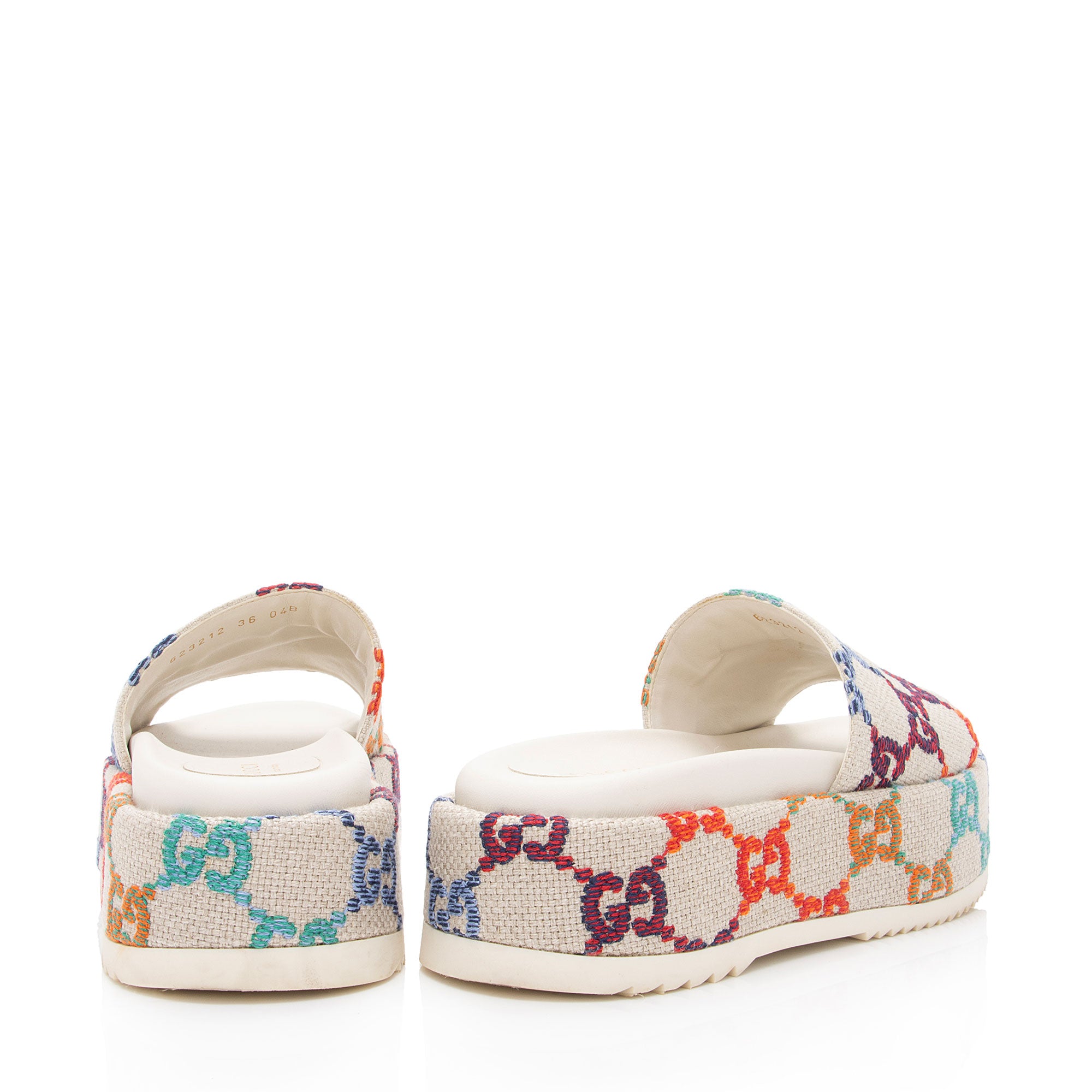 Gucci Multicolor GG Canvas Angelina Slide Platform Sandals - Size 6 / 36 (SHF-wjmixu)