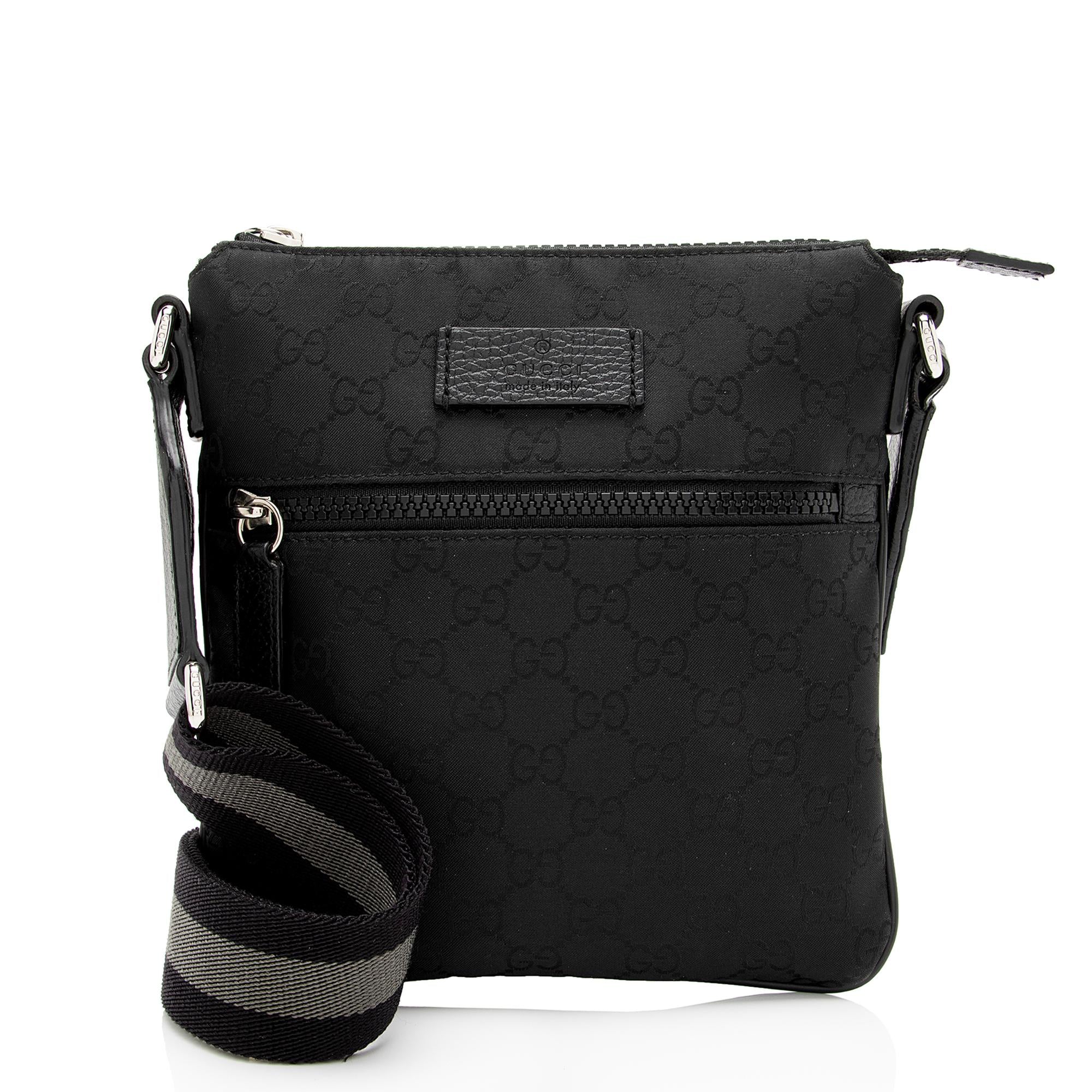 Gucci Nylon Monogram Small Flat Messenger Bag (SHF-uRak7p)