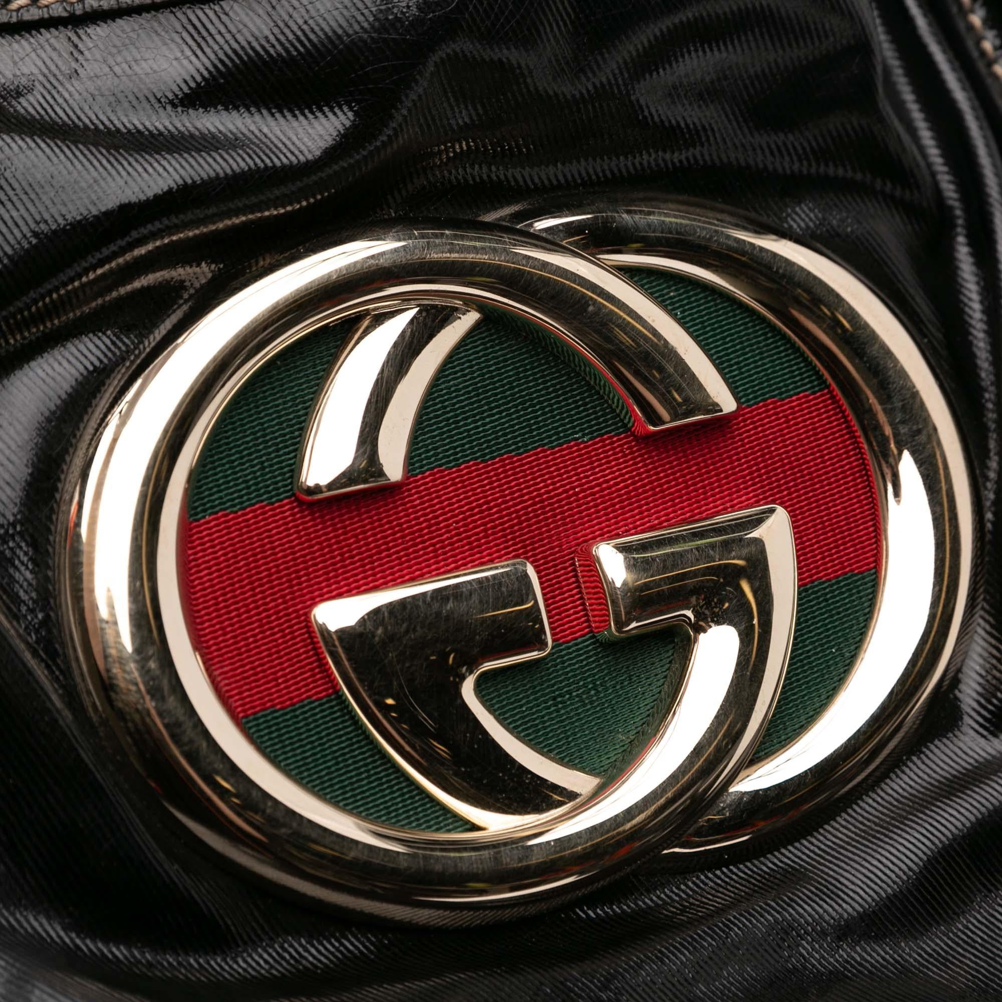 Gucci Patent Dialux Britt Web Tote