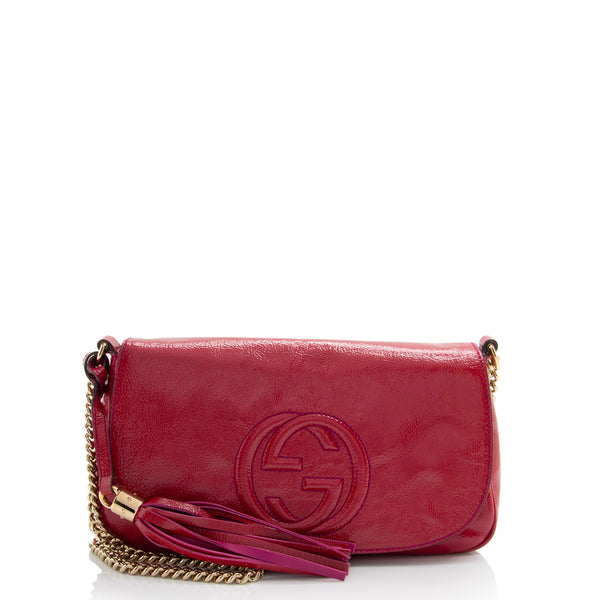 Gucci Patent Leather Soho Medium Flap Bag (SHF-V6tPqW)