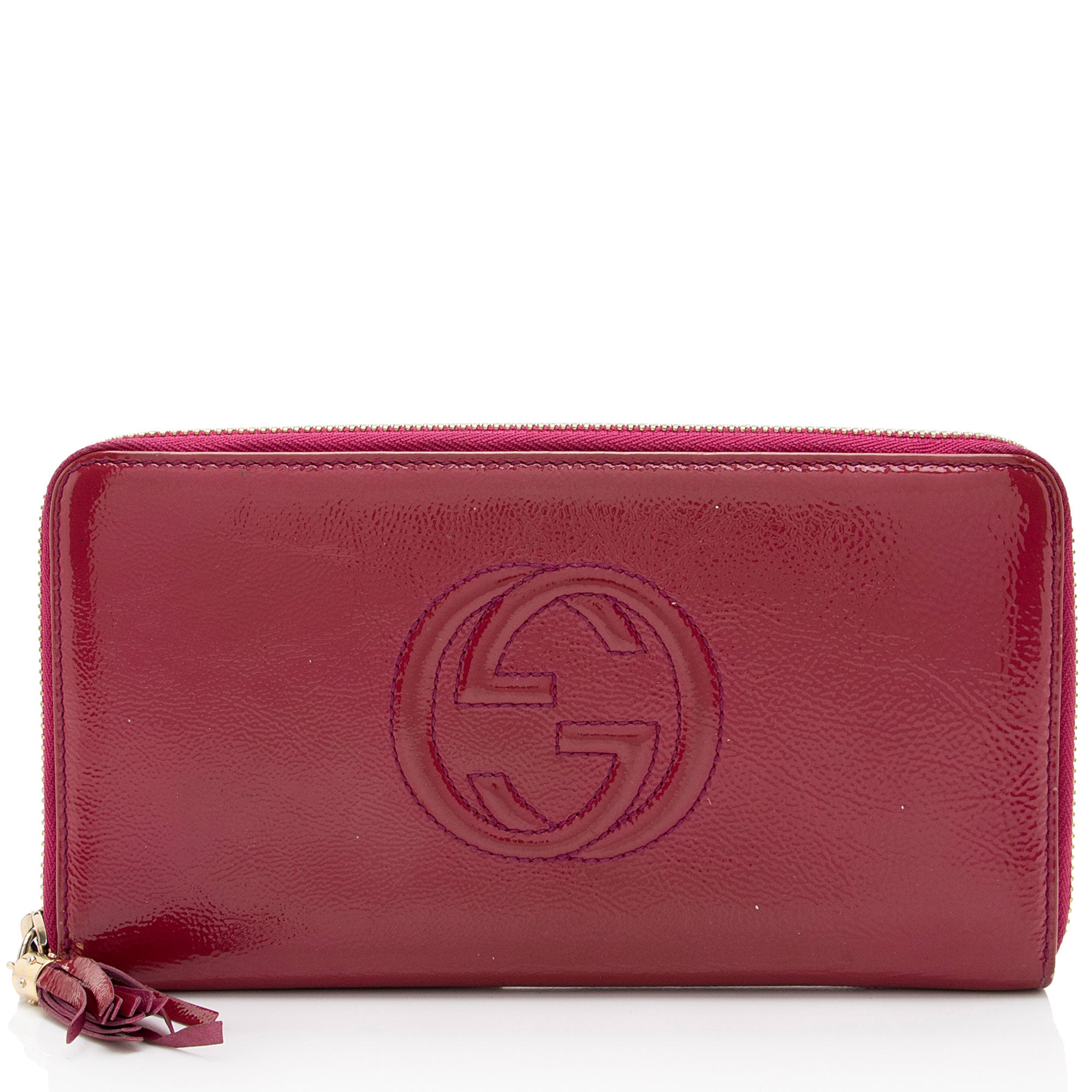 Gucci Patent Leather Soho Travel Zip Around Wallet (SHF-3tKxuo)