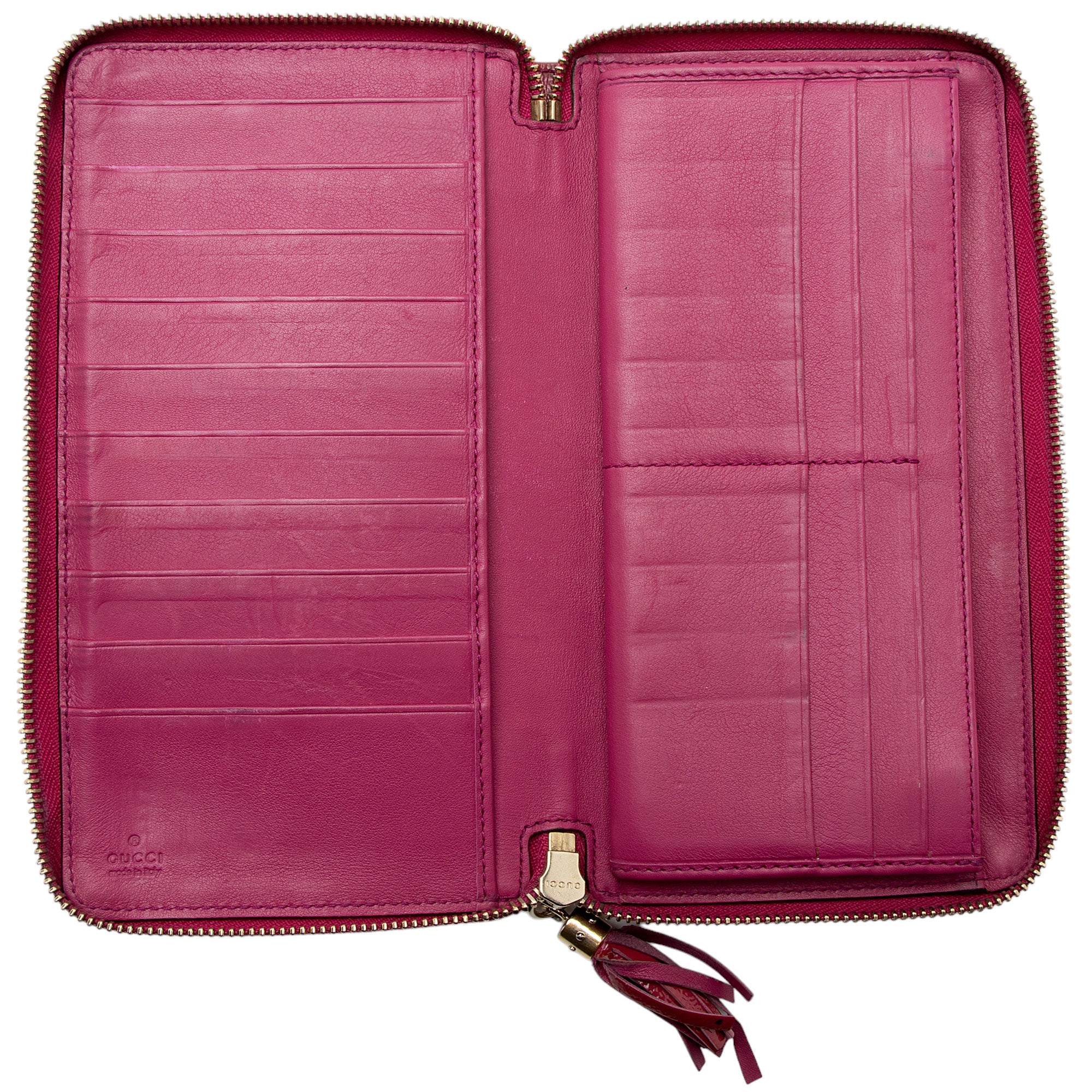 Gucci Patent Leather Soho Travel Zip Around Wallet (SHF-3tKxuo)