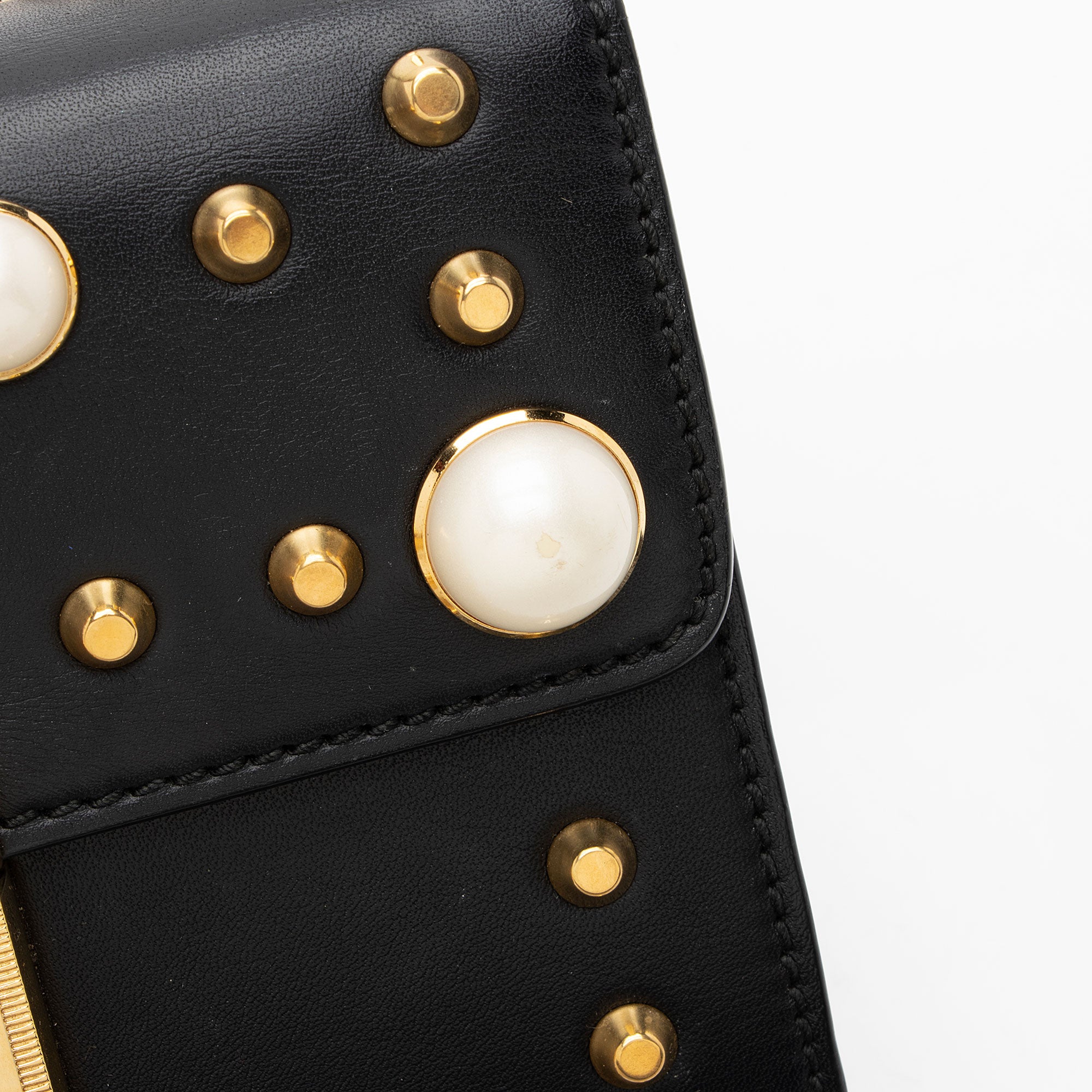 Gucci Pearl Embellished Leather Padlock Small Shoulder Bag