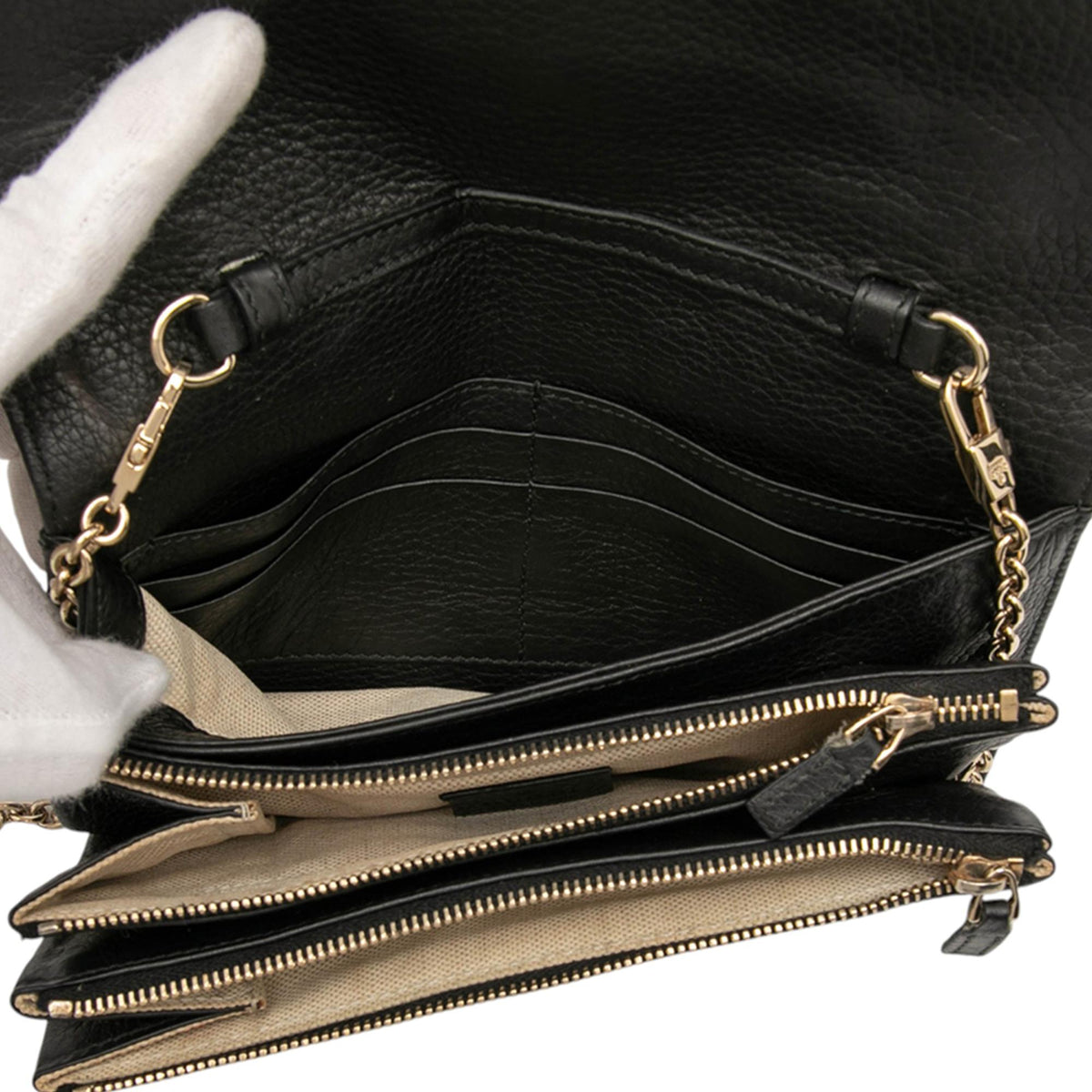 Gucci Pebbled Calfskin Piston Broadway Evening Bag